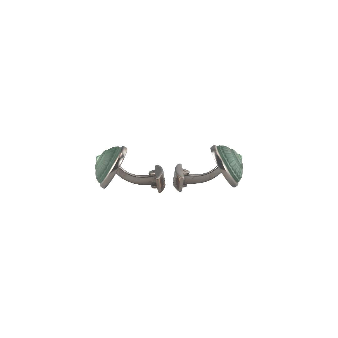 Lalique Toupie Spinning Top Lagoon Crystal Palladium Cufflinks 10728700