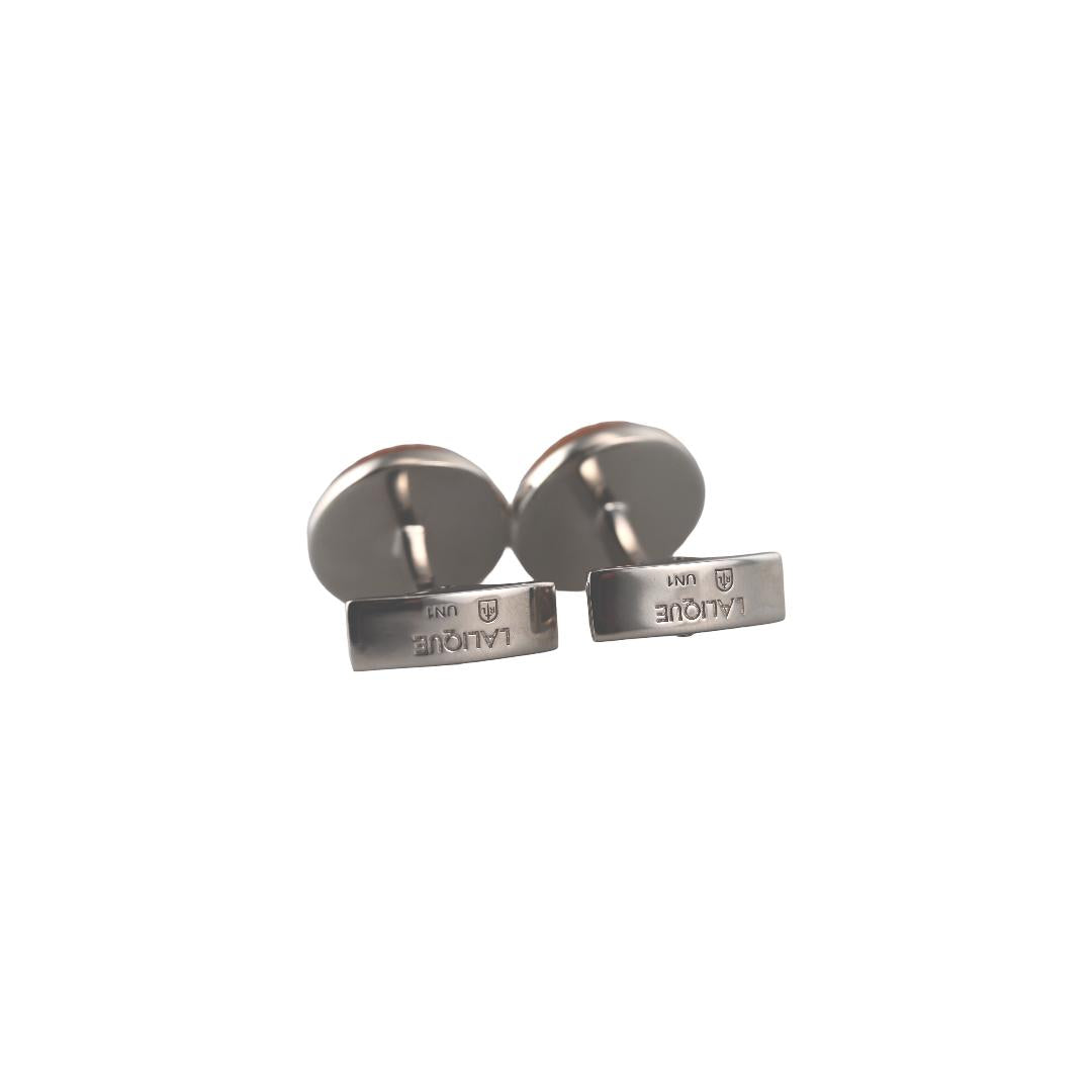 Lalique Toupie Spinning Top Amber Crystal Palladium Cufflinks 10728600