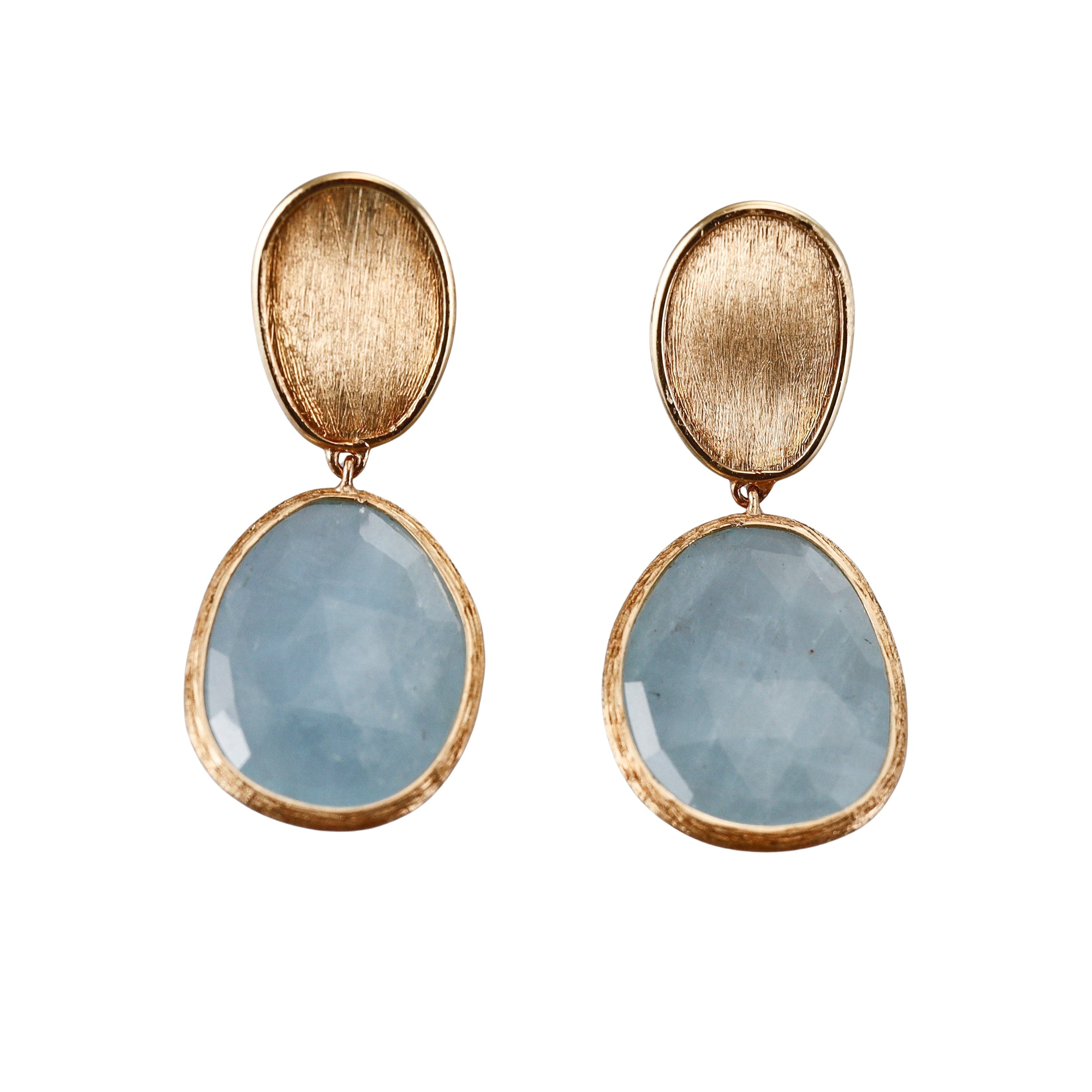 Marco Bicego Lunaria 18K Aquamarine Drop Earrings