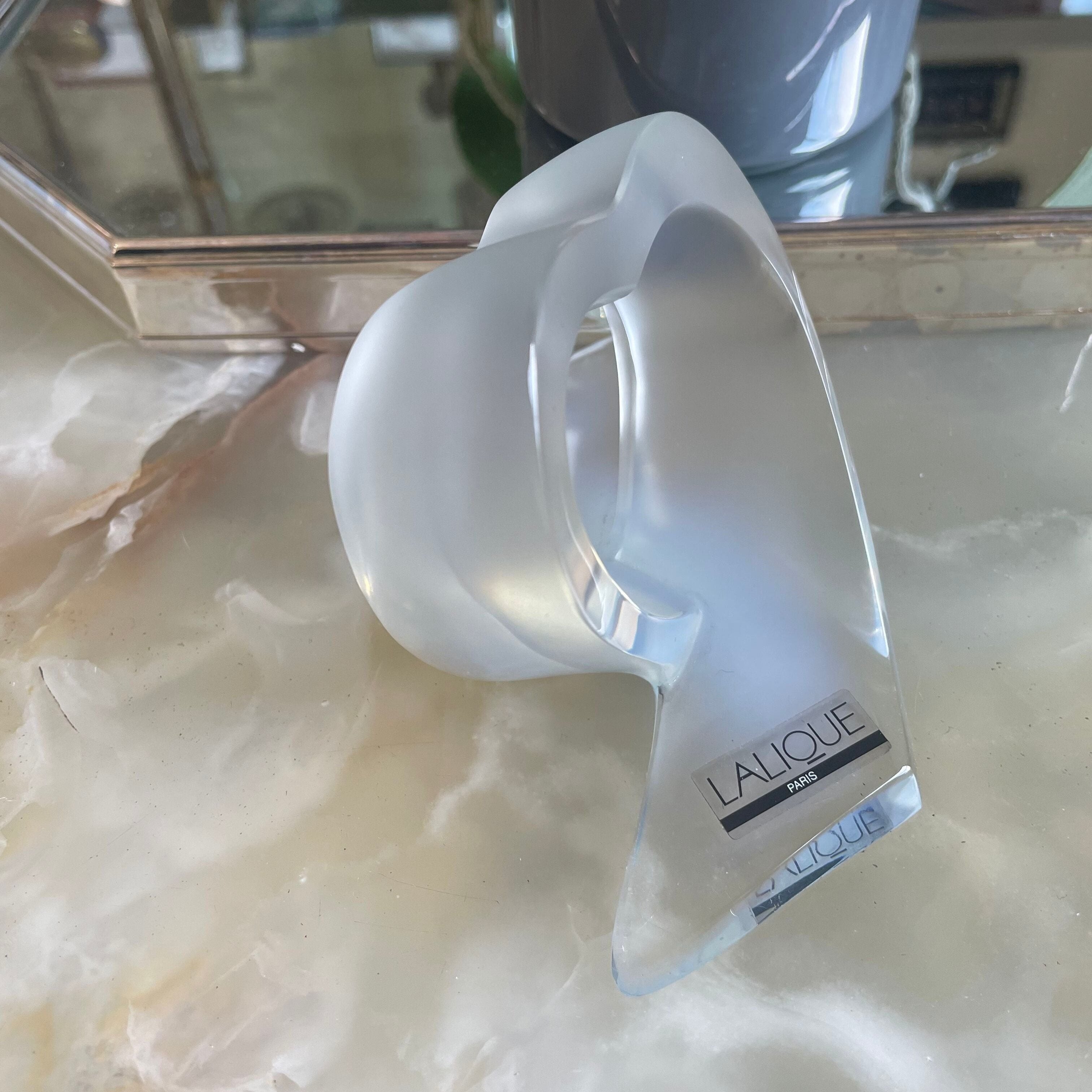 Lalique Crystal Heart Ribbon Figure Clear 1402400