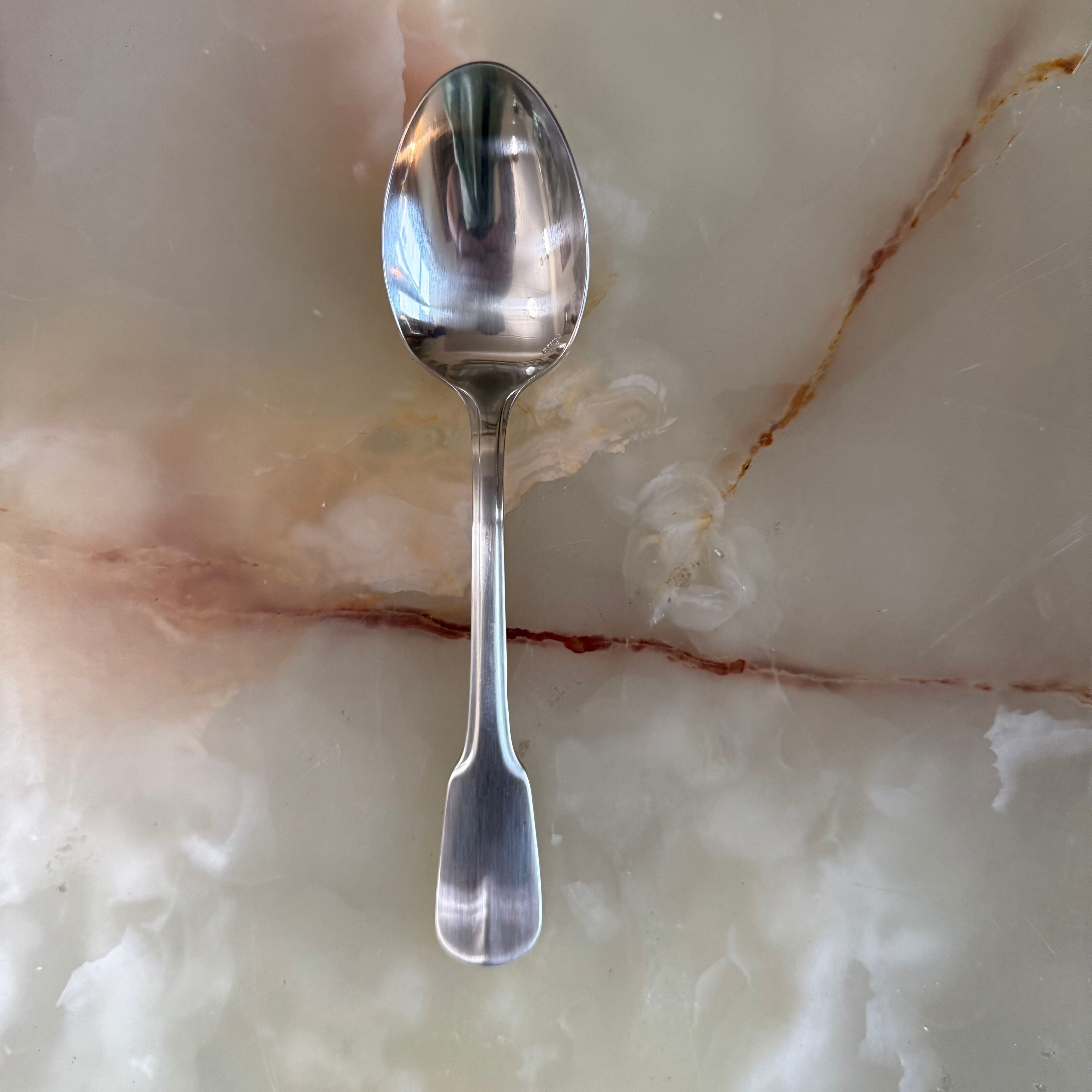 Christofle Bearn Stainless Steel Dessert Oval Spoon Set of 12 2417014