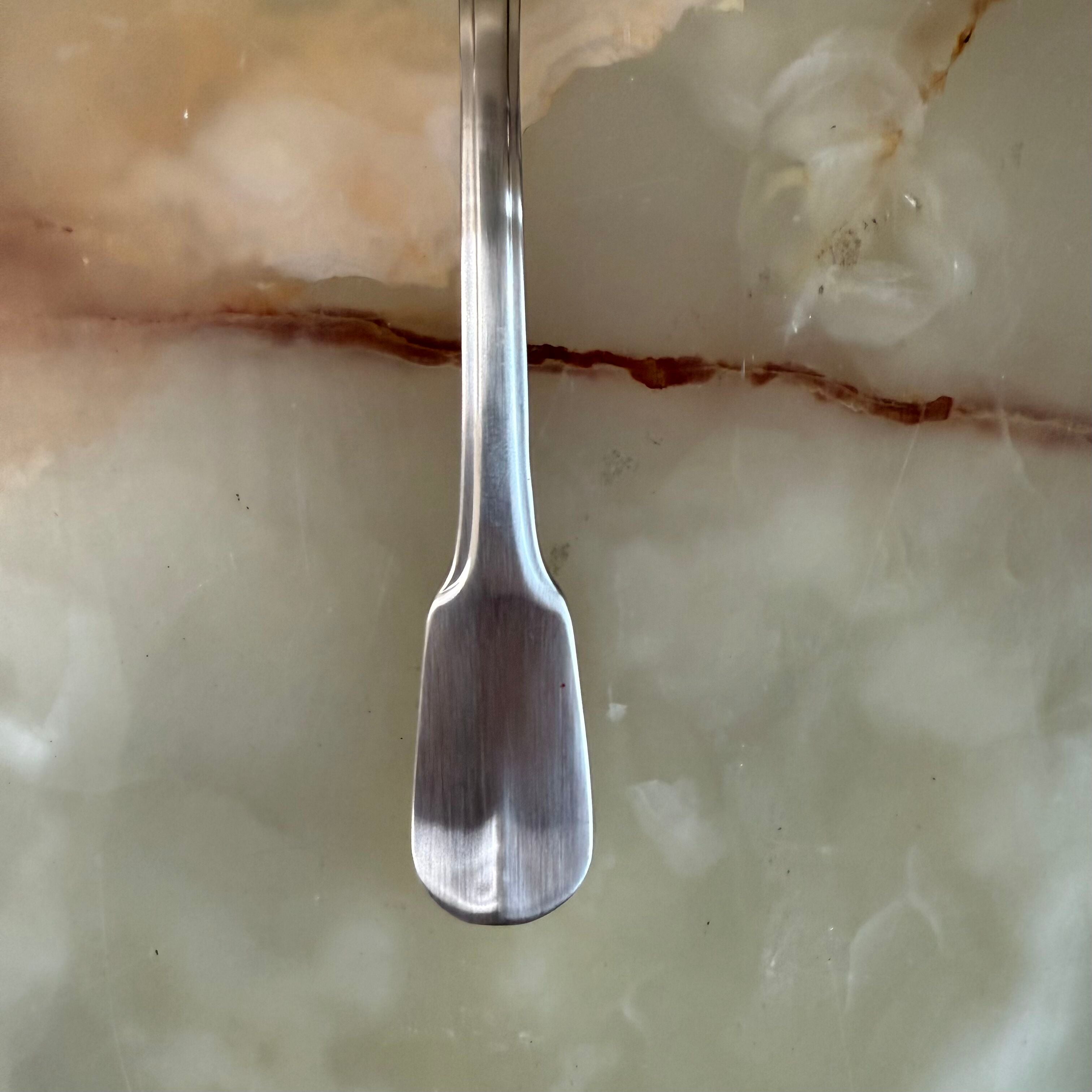 Christofle Bearn Stainless Steel Dessert Oval Spoon Set of 12 2417014