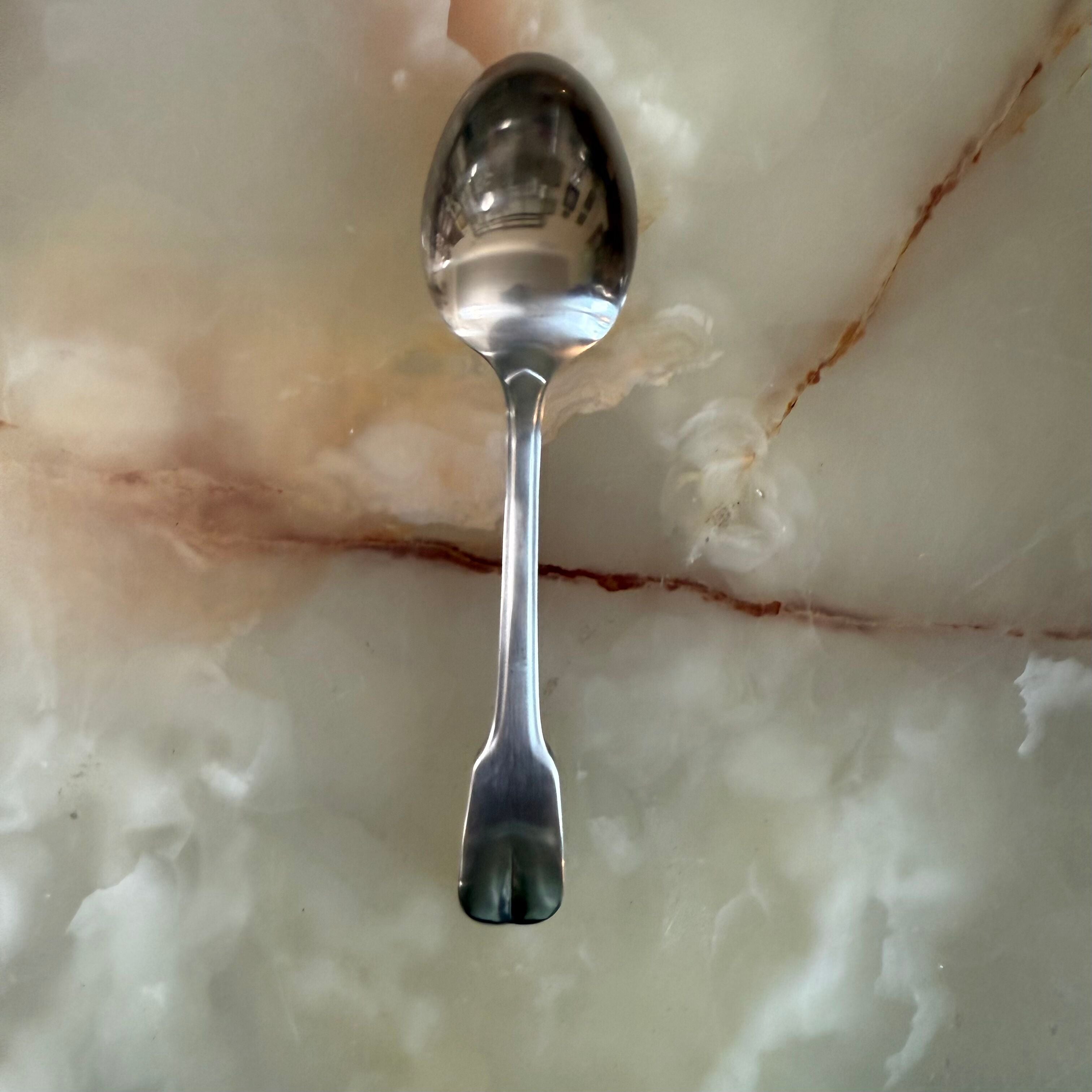 Christofle Bearn Stainless Steel Dessert Oval Spoon Set of 12 2417014