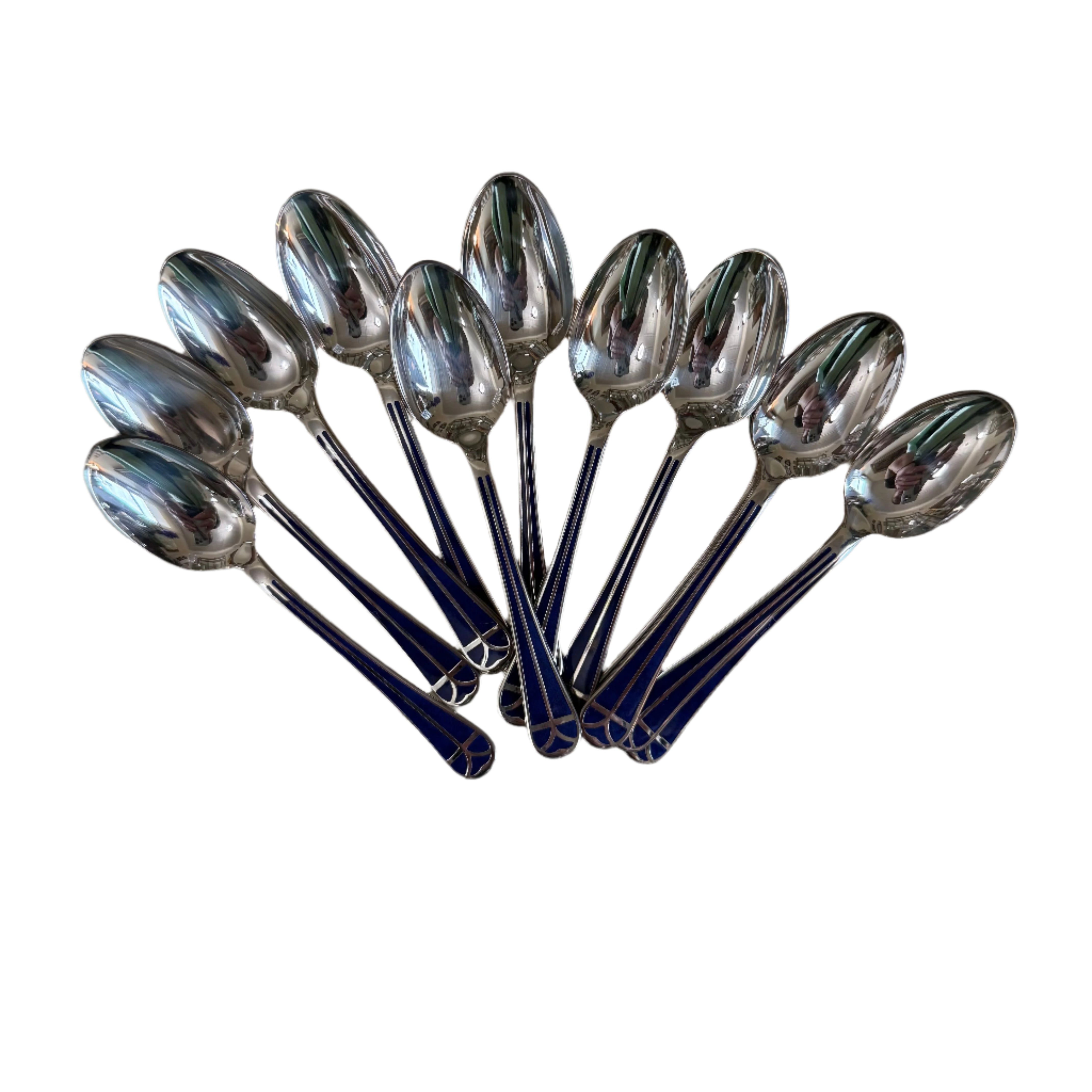 Christofle Talisman Silver Plated Blue Demitasse Spoon Set of 12 0140036