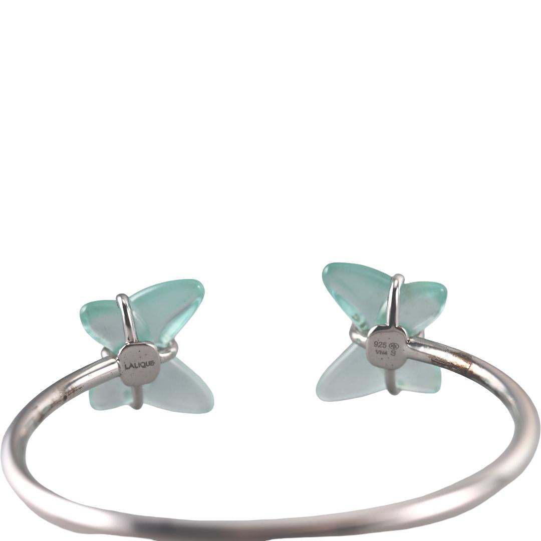 Lalique Papillon Lagoon Crystal Sterling Silver Butterfly Bracelet 10753200
