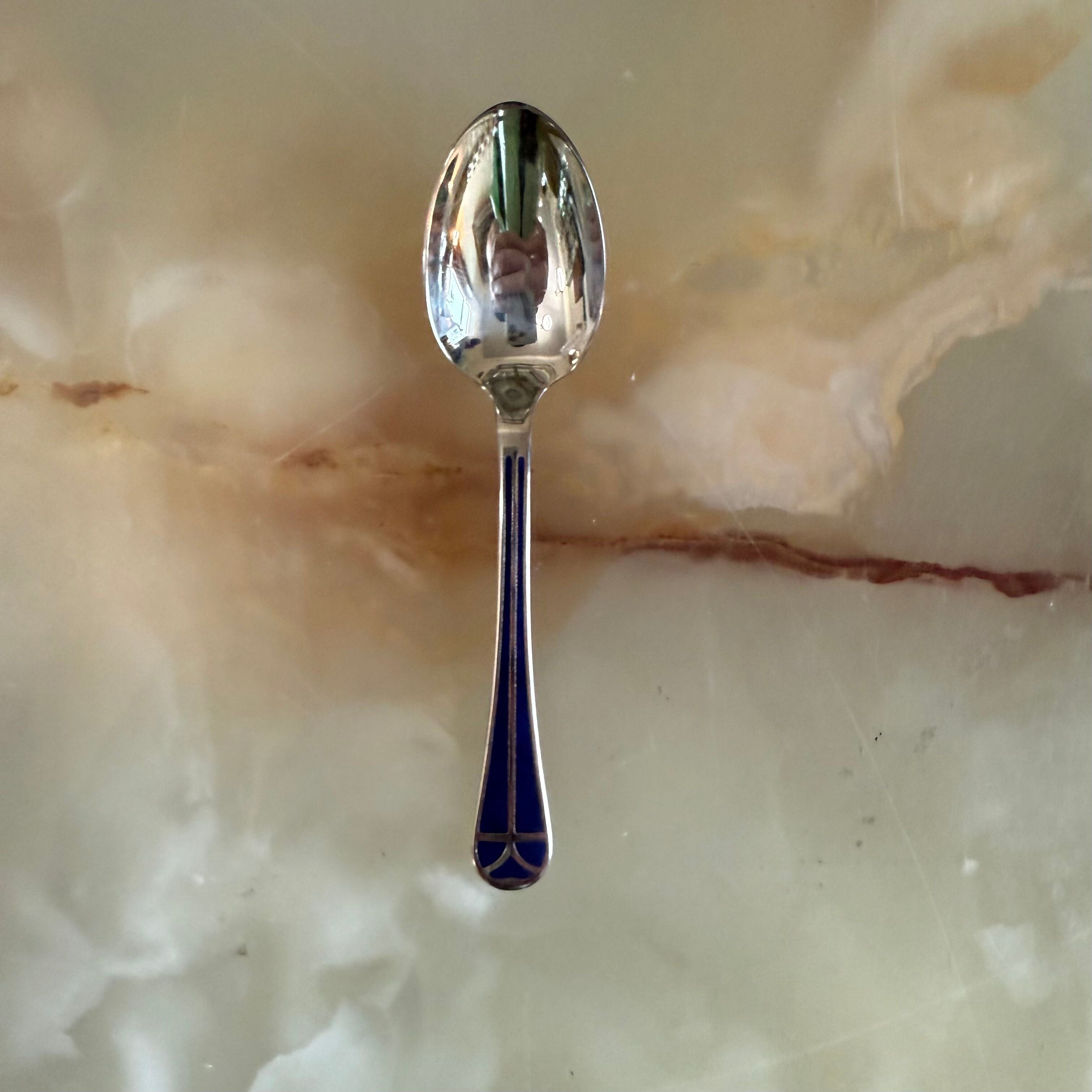 Christofle Talisman Silver Plated Blue Demitasse Spoon Set of 12 0140036