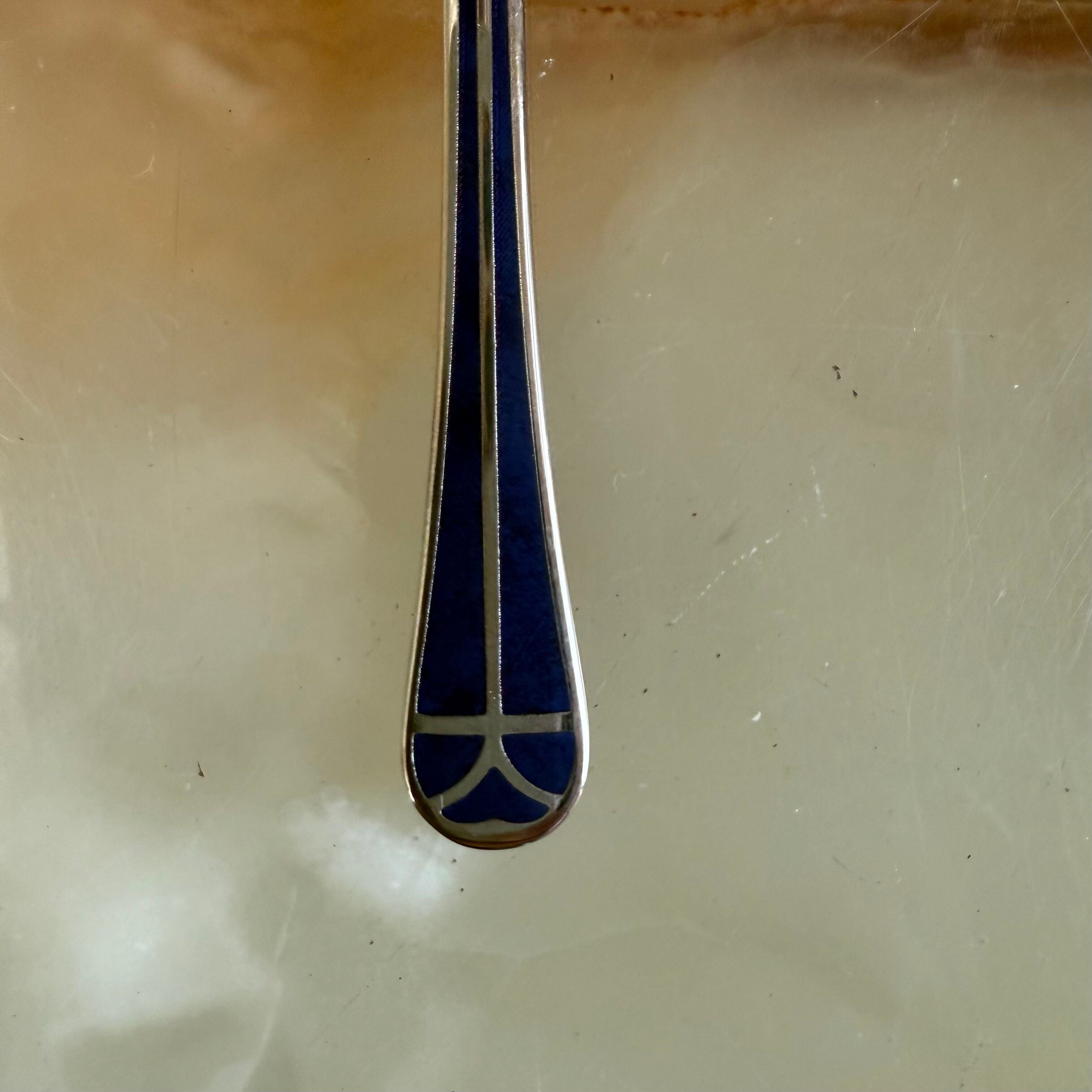 Christofle Talisman Silver Plated Blue Demitasse Spoon Set of 12 0140036