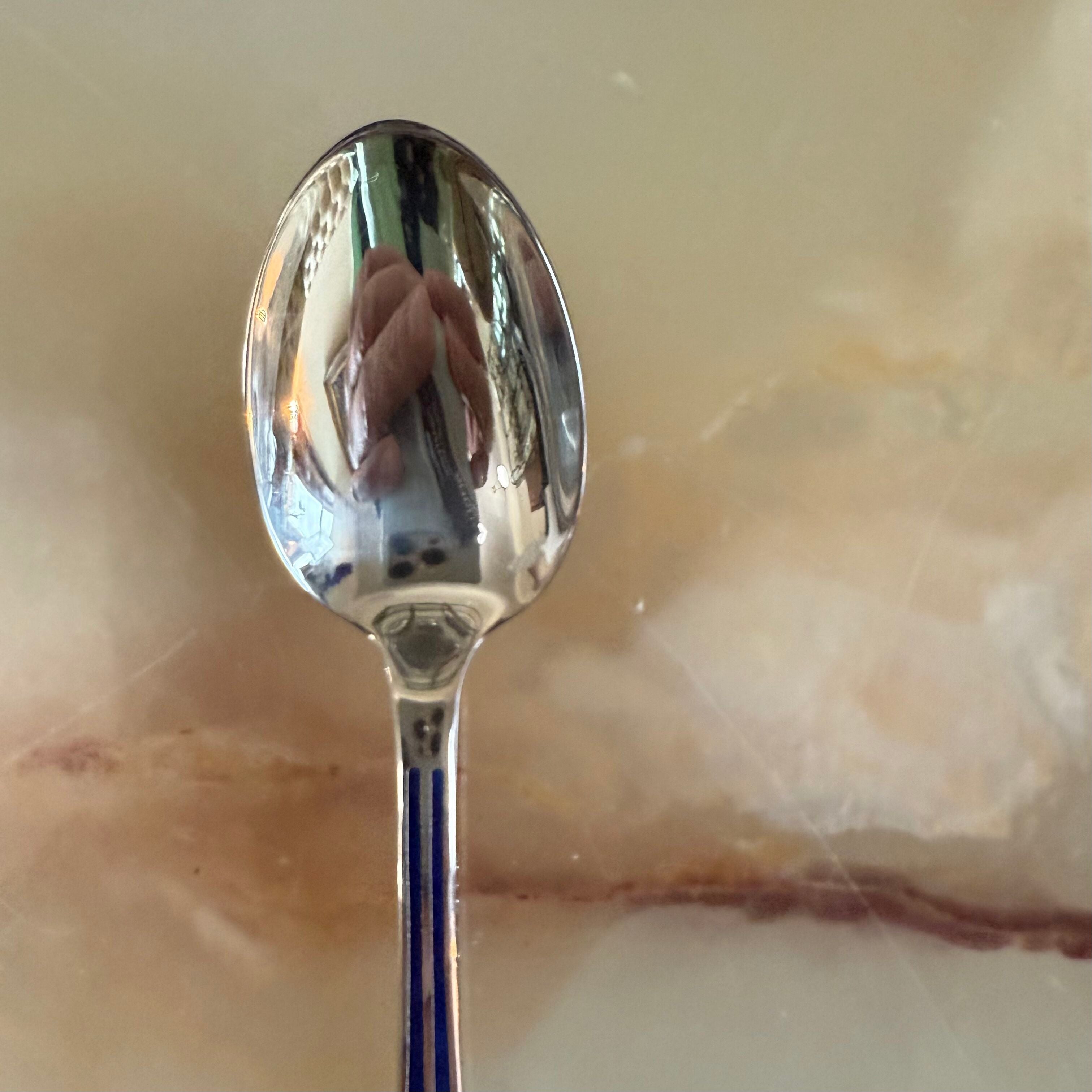 Christofle Talisman Silver Plated Blue Demitasse Spoon Set of 12 0140036
