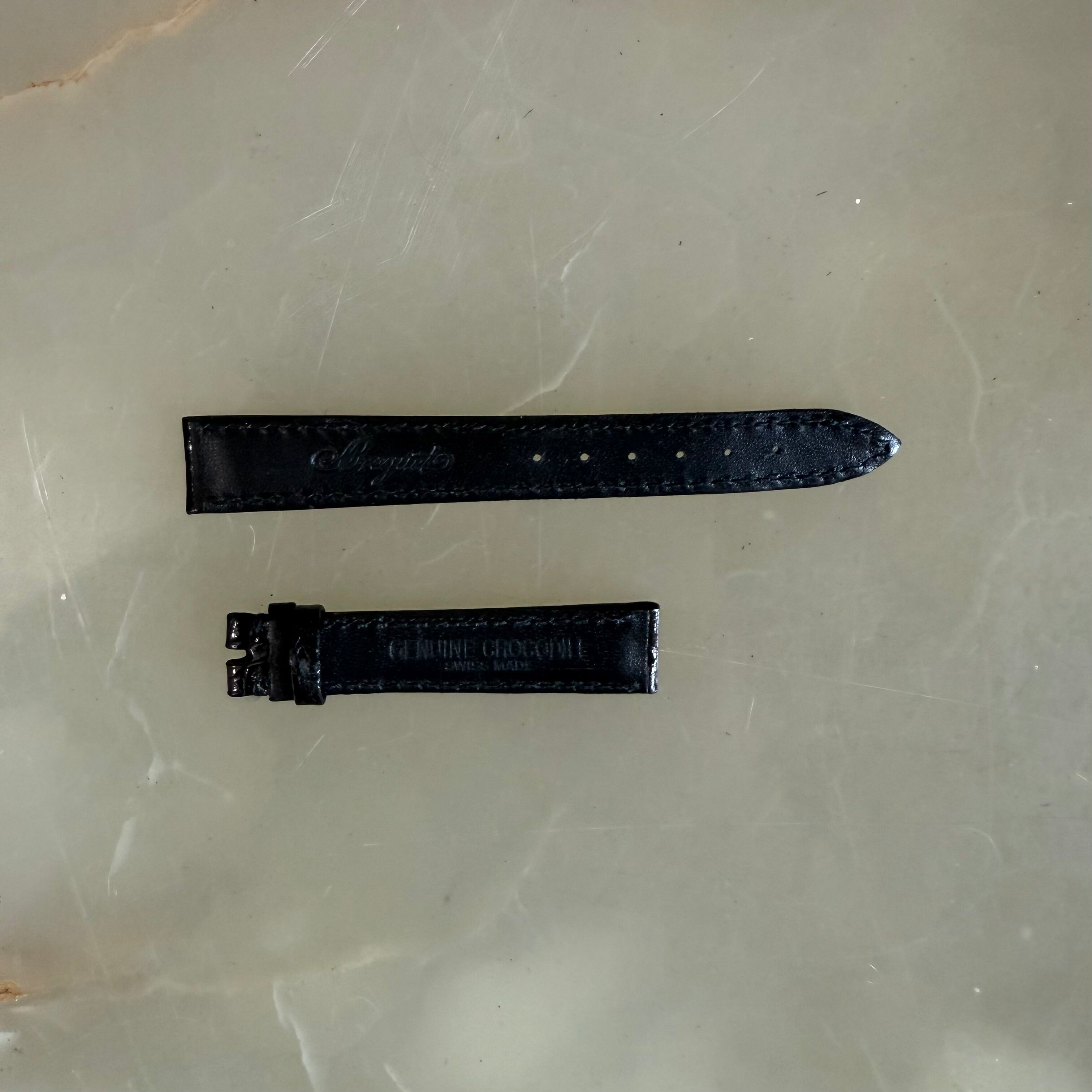 Authentic Breguet Black Crocodile Watch Strap Band 14.5mm Padded & Stitched