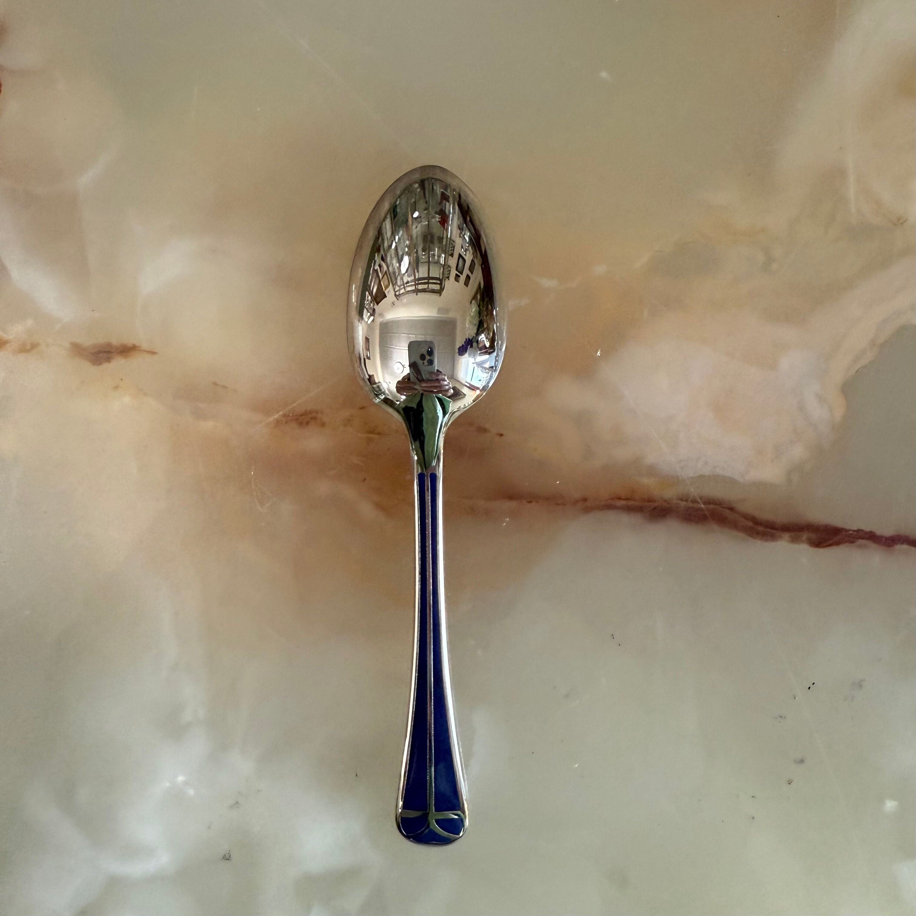 Christofle Talisman Silver Plated Blue Demitasse Spoon Set of 12 0140036