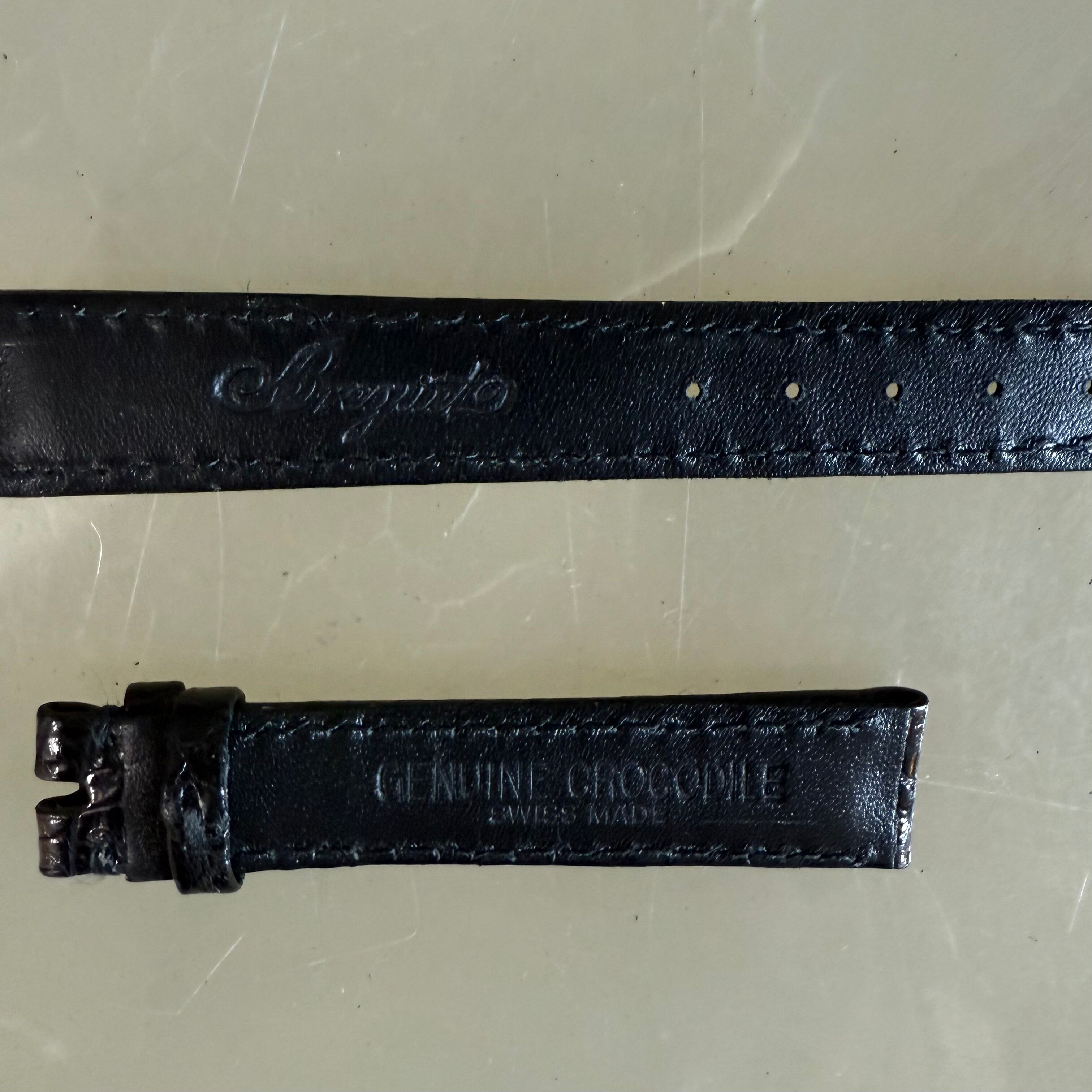 Authentic Breguet Black Crocodile Watch Strap Band 14.5mm Padded & Stitched