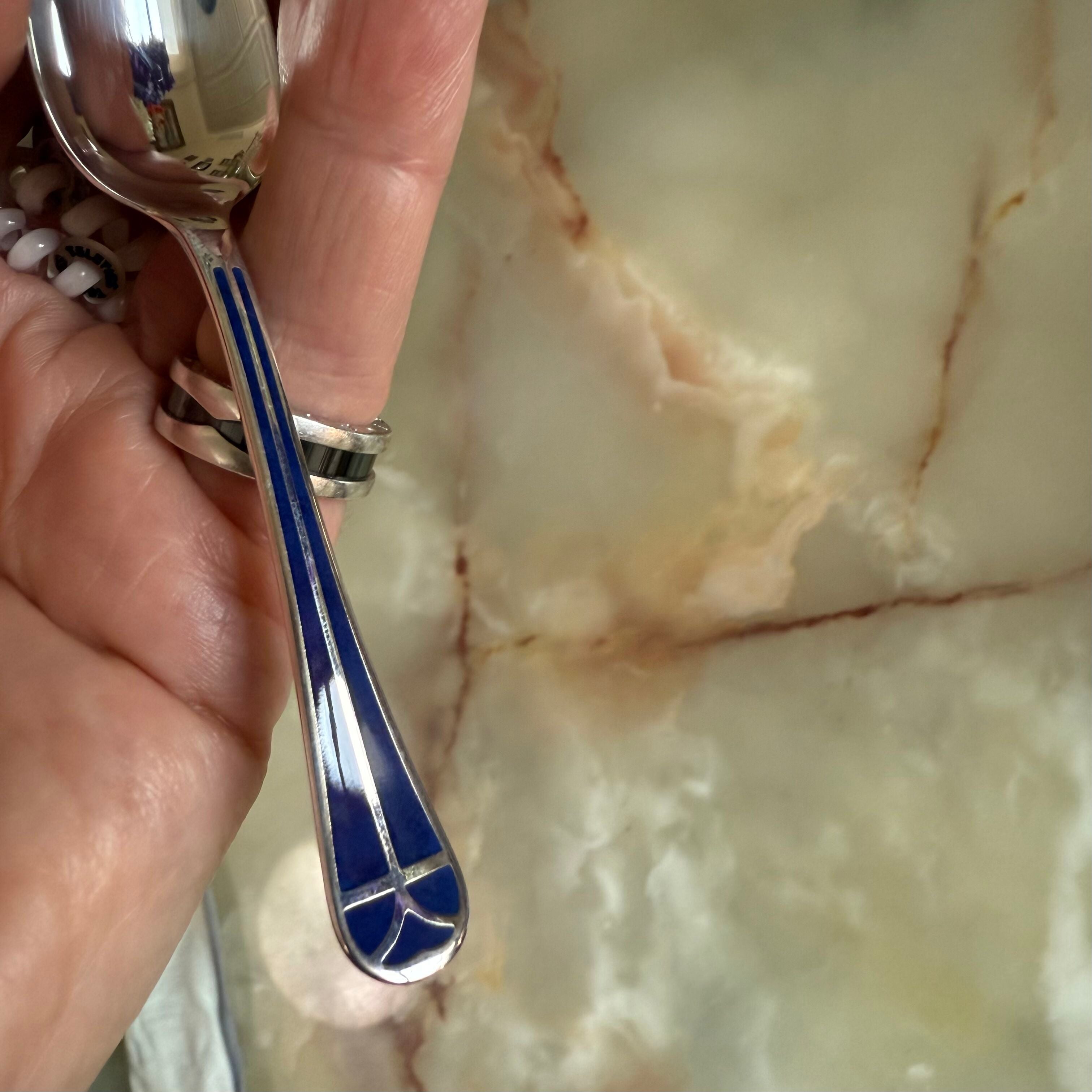 Christofle Talisman Silver Plated Blue Demitasse Spoon Set of 12 0140036