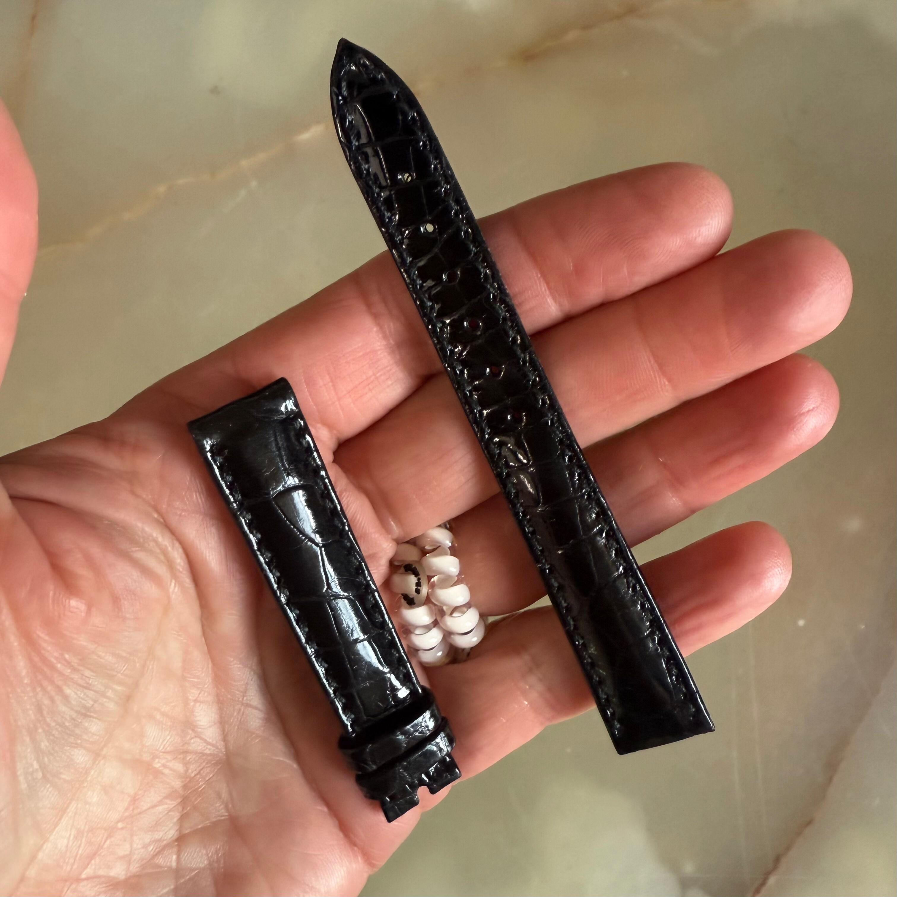 Authentic Breguet Black Crocodile Watch Strap Band 14.5mm Padded & Stitched