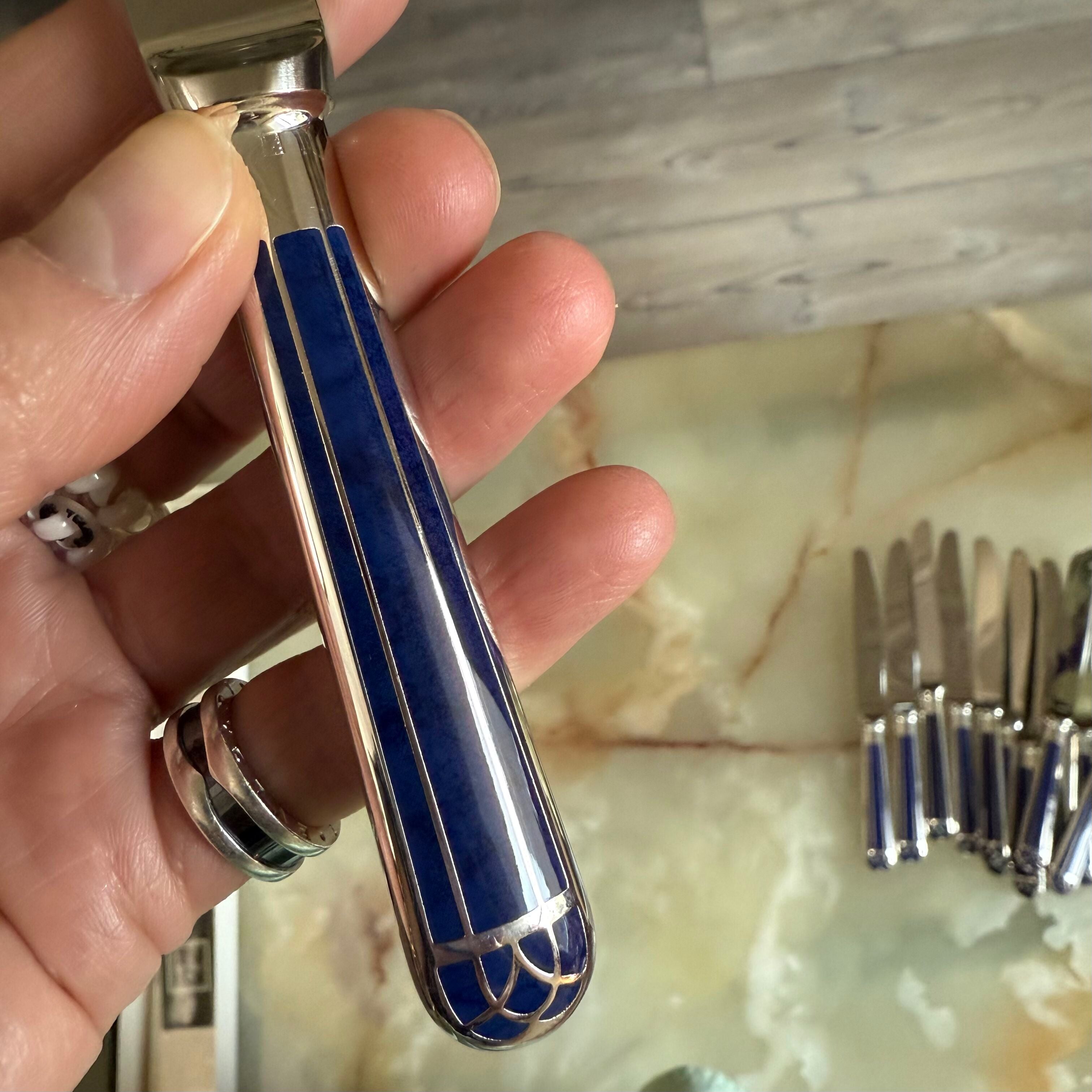 Christofle Talisman Silver Plated Blue Dessert Knife Set of 12 0140010