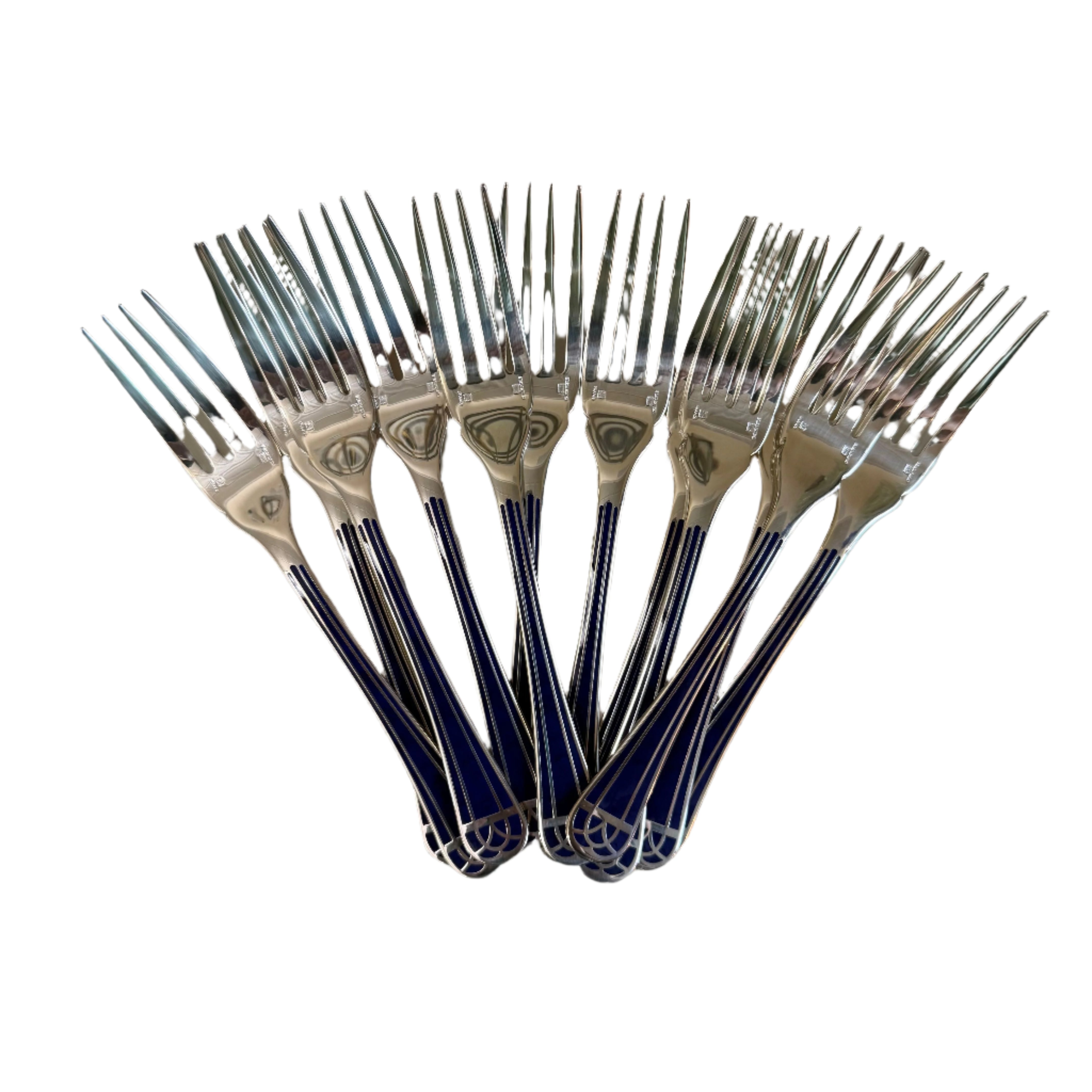 Christofle Talisman Silver Plated Blue Fish Fork Set of 12 0140021