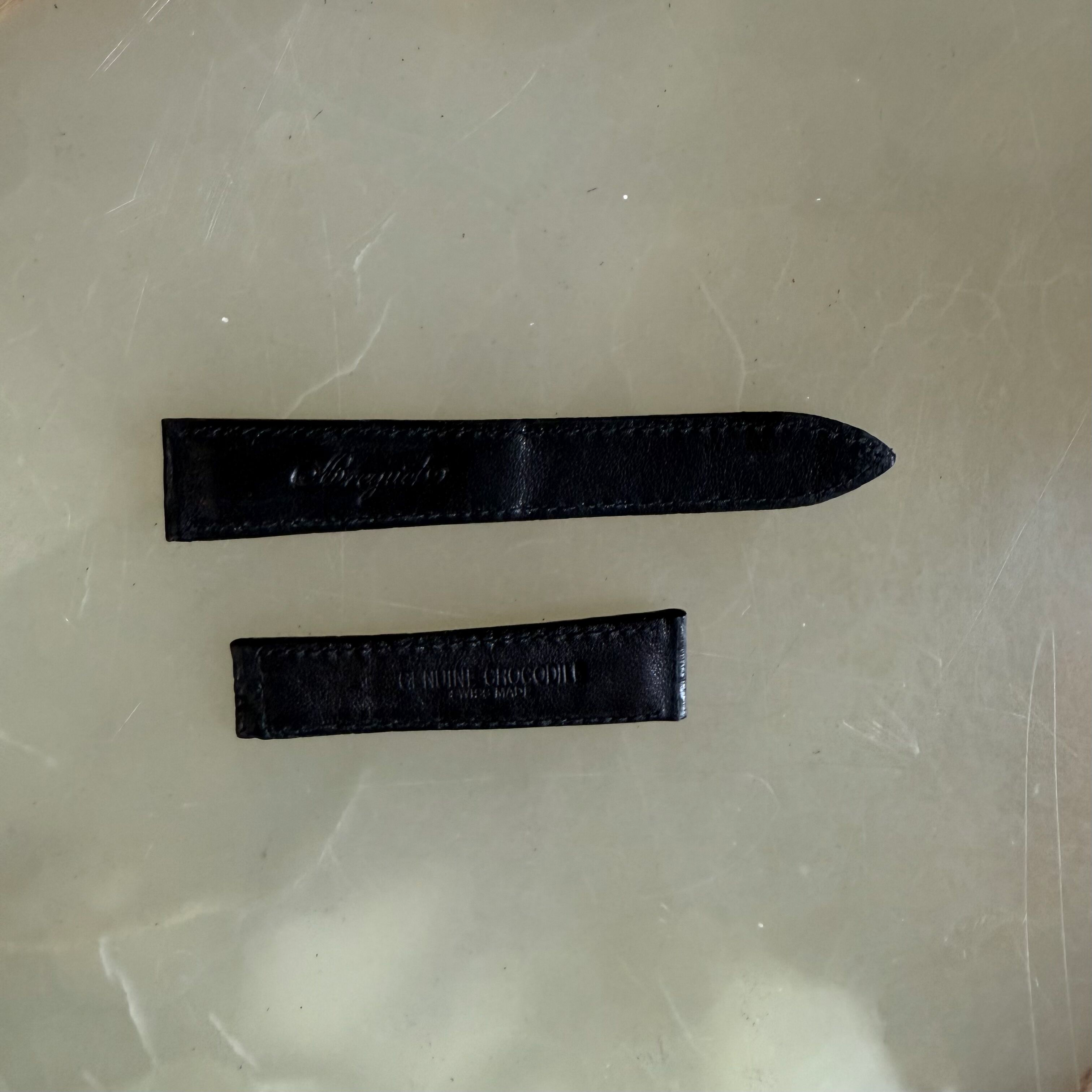 Authentic Breguet Black Crocodile Watch Strap Band 19mm Padded & Stitched