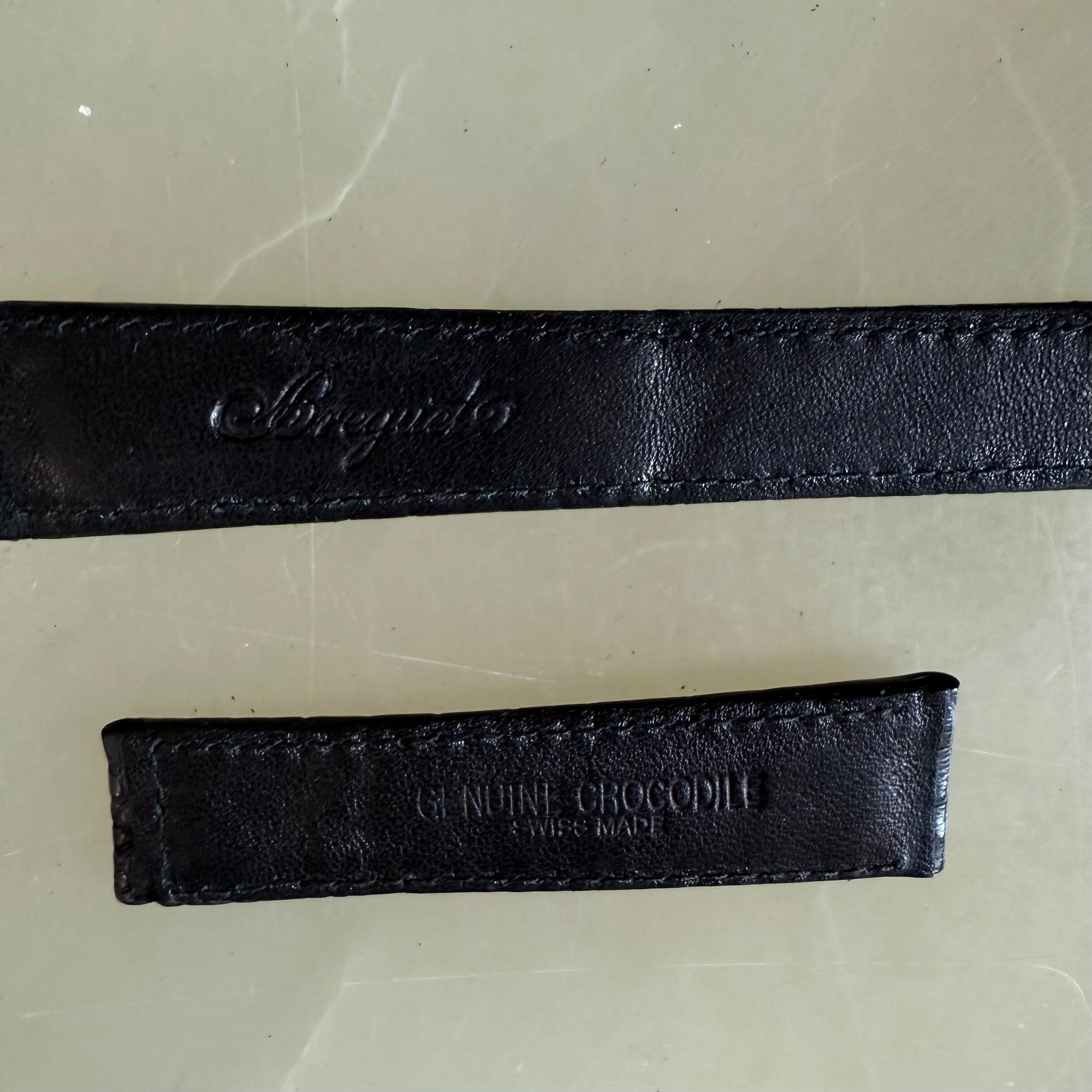 Authentic Breguet Black Crocodile Watch Strap Band 19mm Padded & Stitched