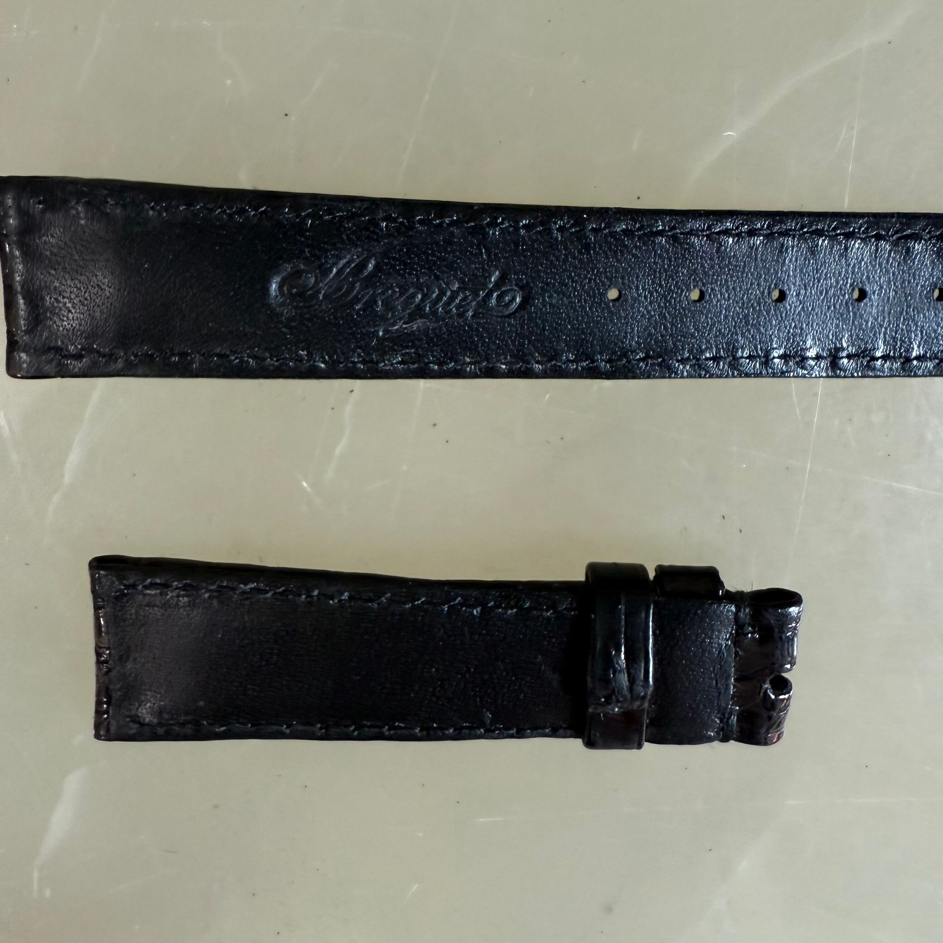 Authentic Breguet Black Crocodile Watch Strap Band 17mm Padded & Stitched
