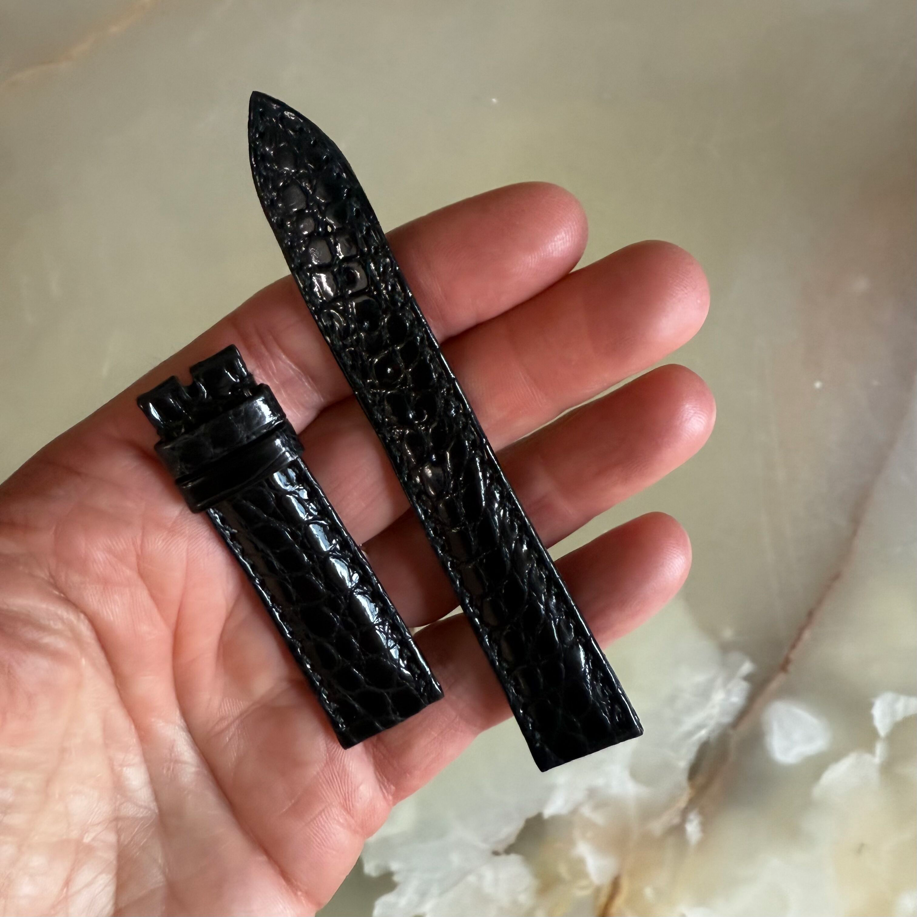 Authentic Breguet Black Crocodile Watch Strap Band 17mm Padded & Stitched