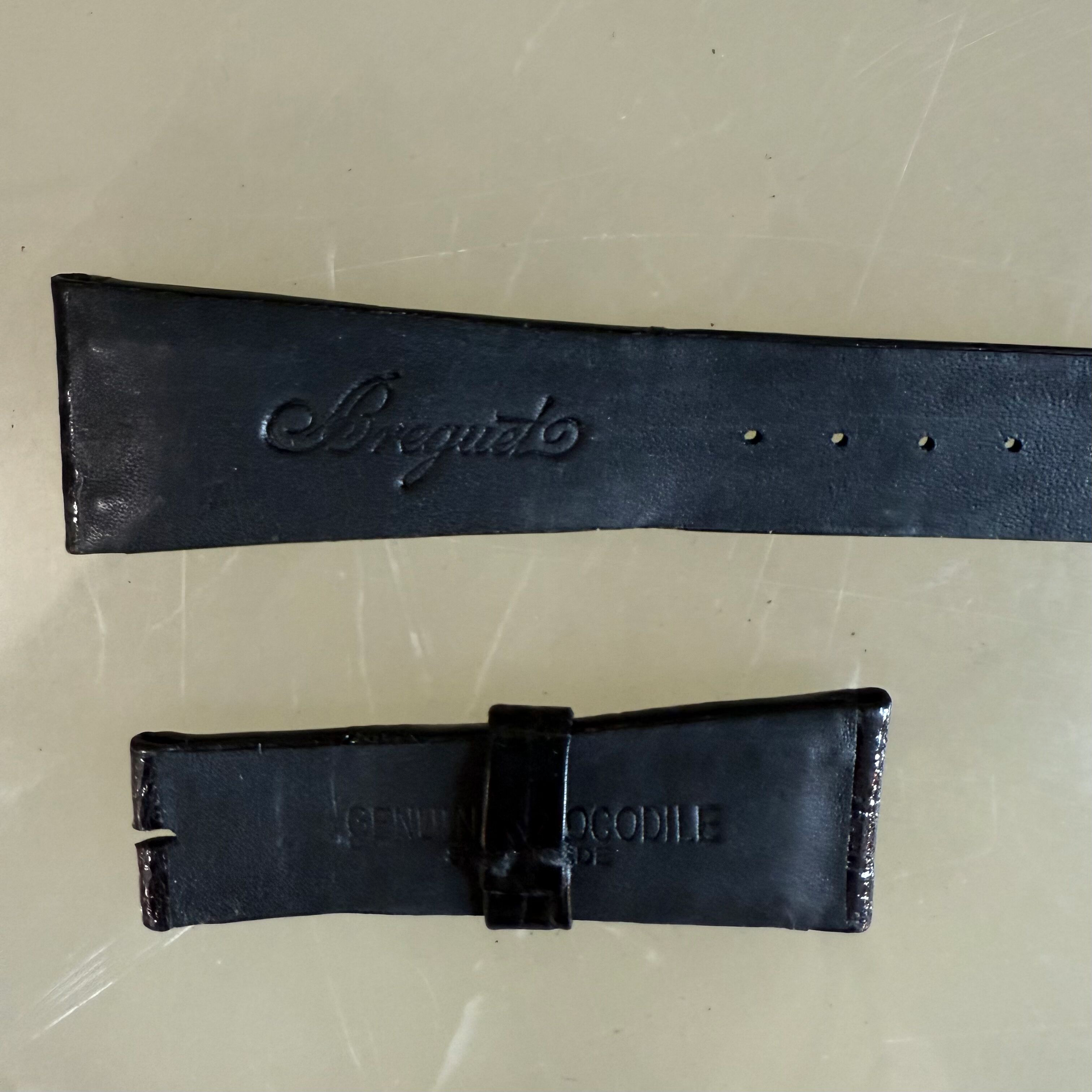 Authentic Breguet Black Crocodile Watch Strap Band 22mm Padded & Stitched