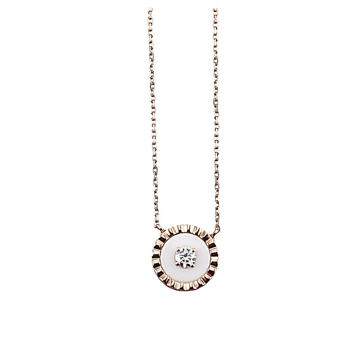 Marli 18k Gold Diamond White Opal Pendant Necklace