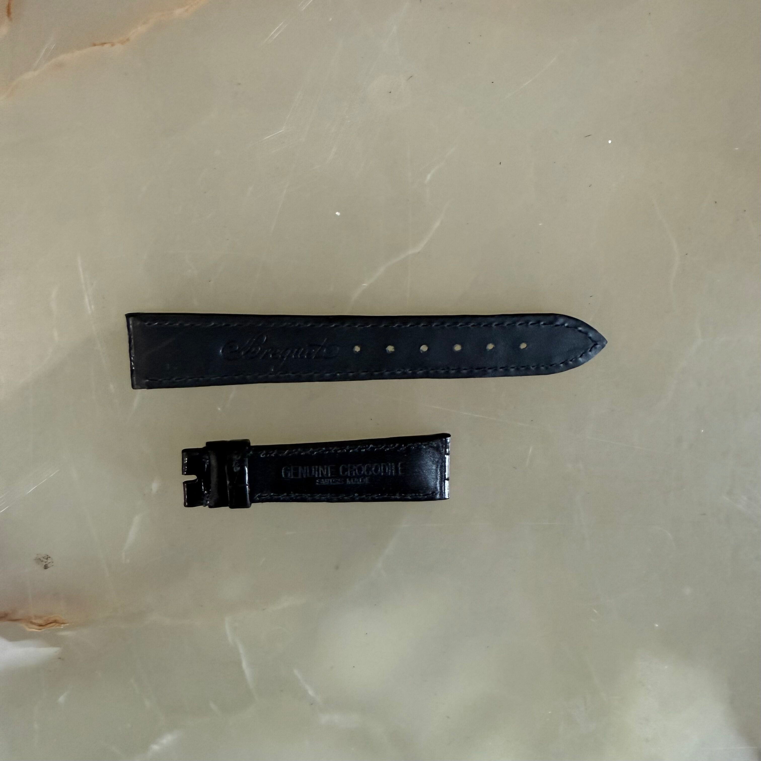 Authentic Breguet Black Crocodile Watch Strap Band 17mm Padded & Stitched