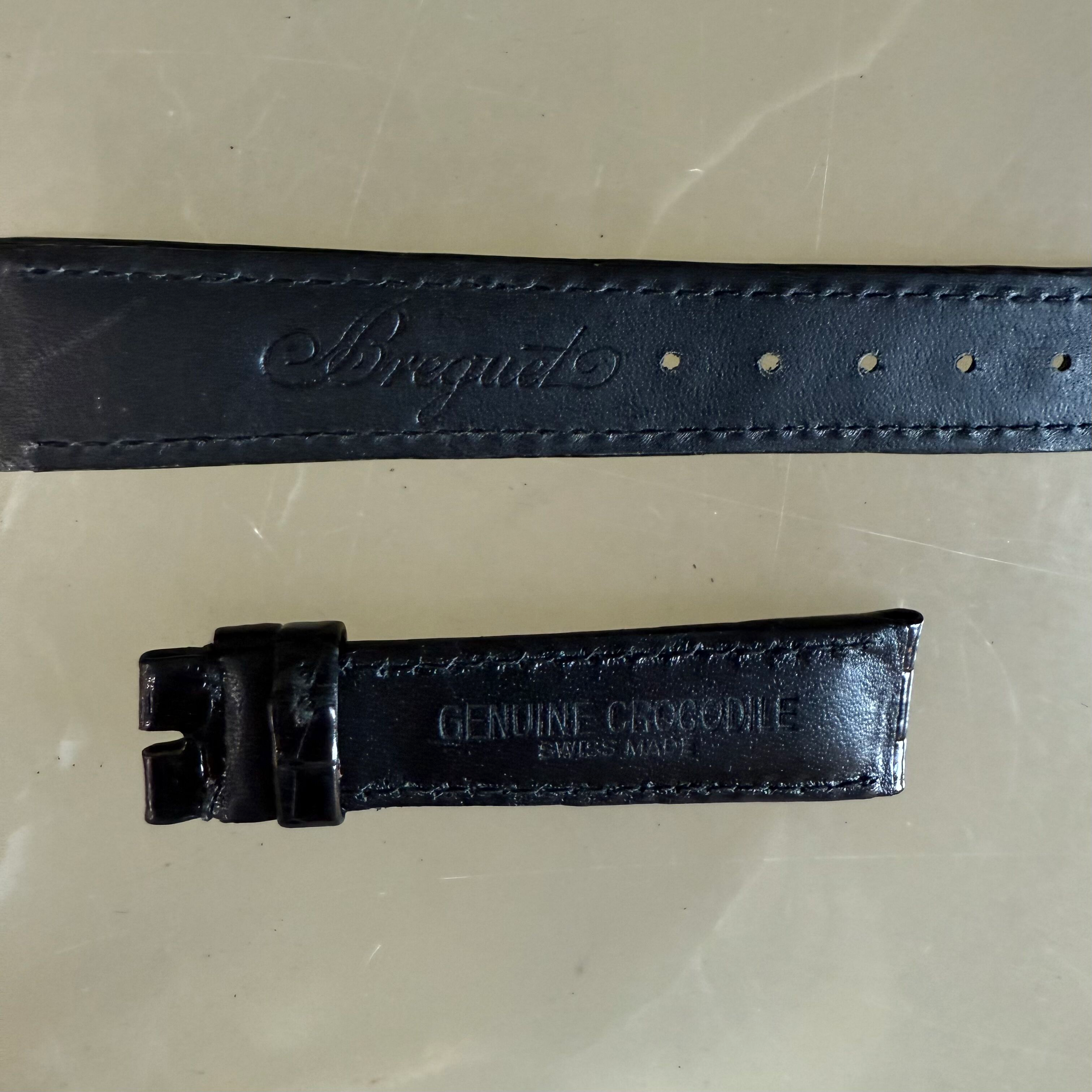 Authentic Breguet Black Crocodile Watch Strap Band 17mm Padded & Stitched