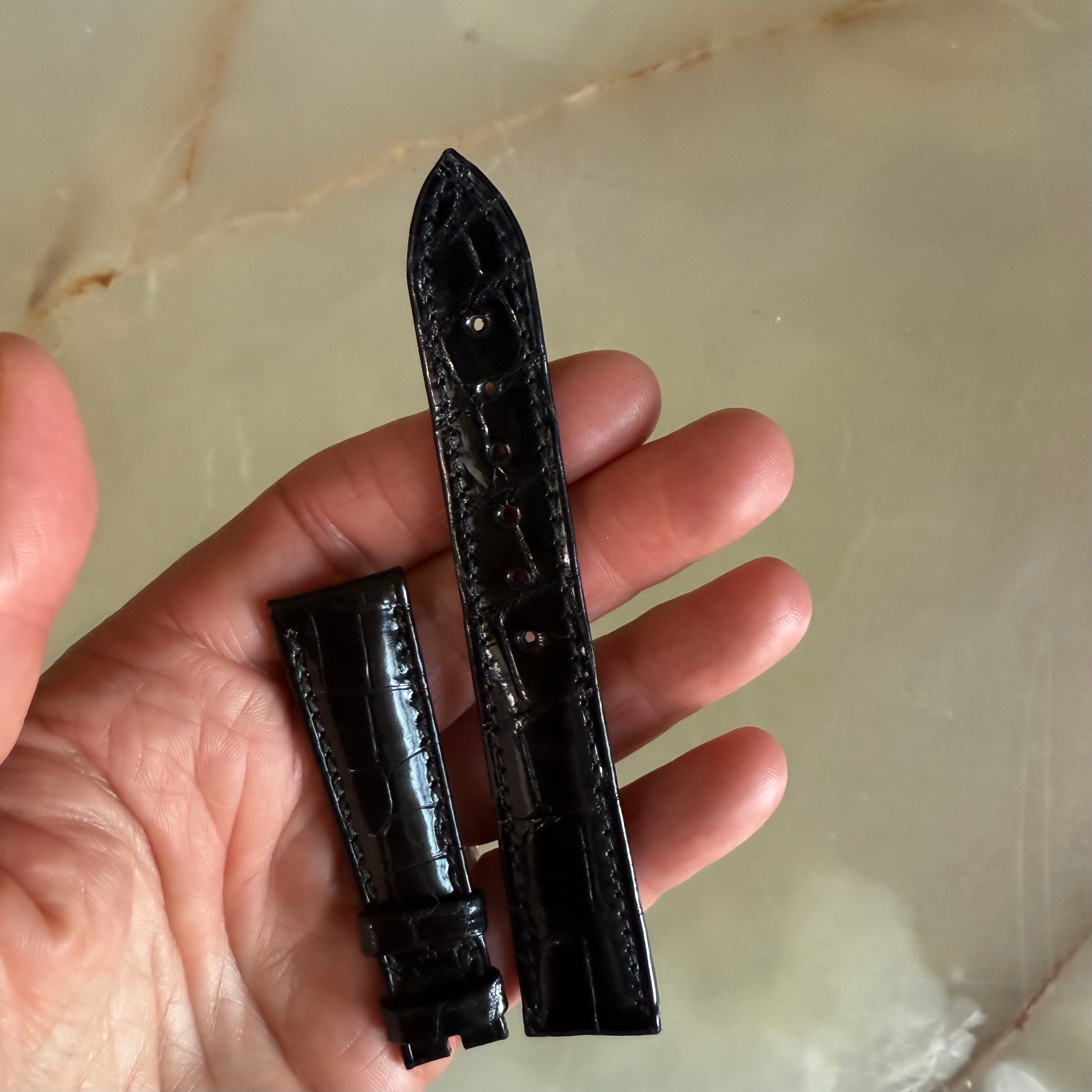 Authentic Breguet Black Crocodile Watch Strap Band 17mm Padded & Stitched