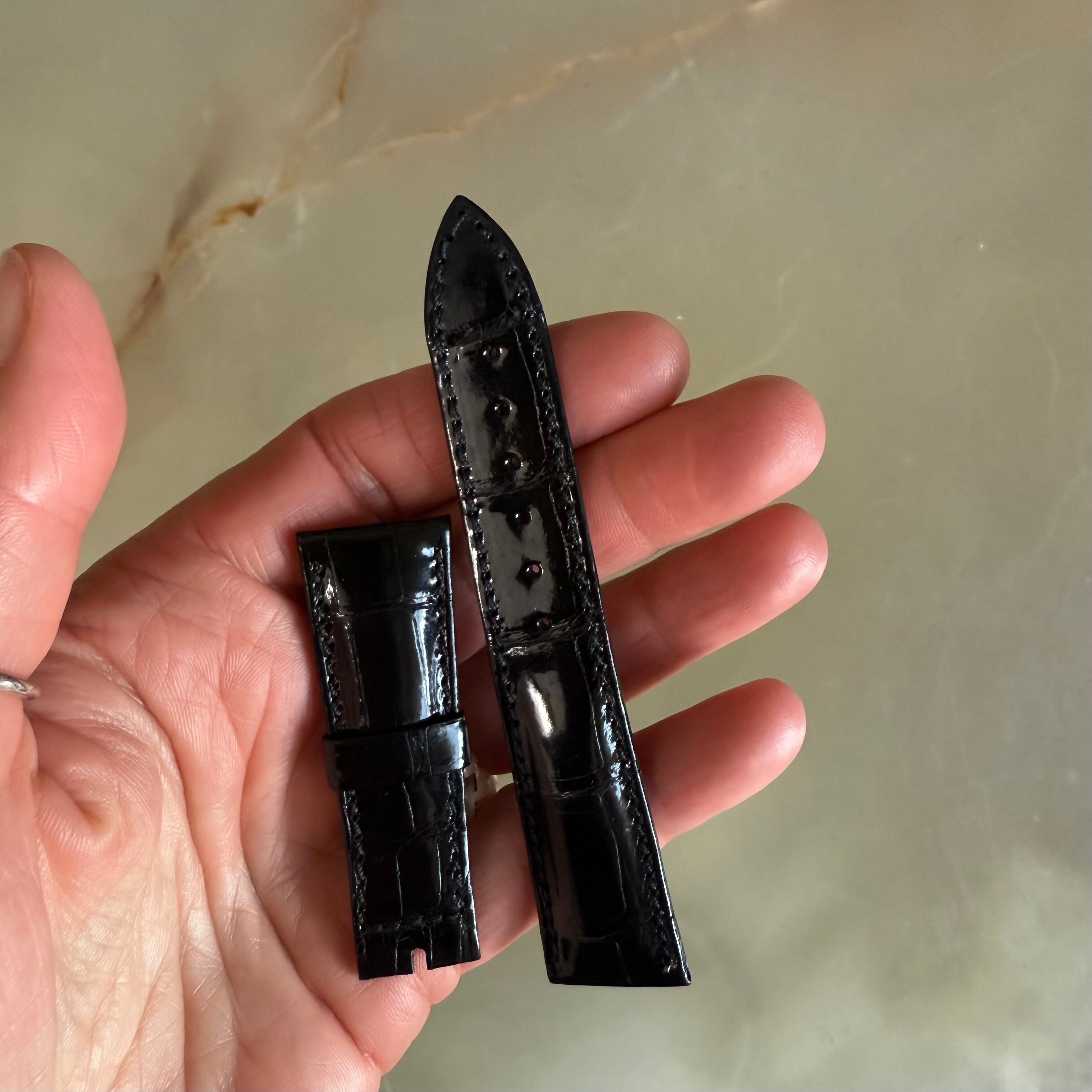Authentic Breguet Black Crocodile Watch Strap Band 19mm Padded & Stitched