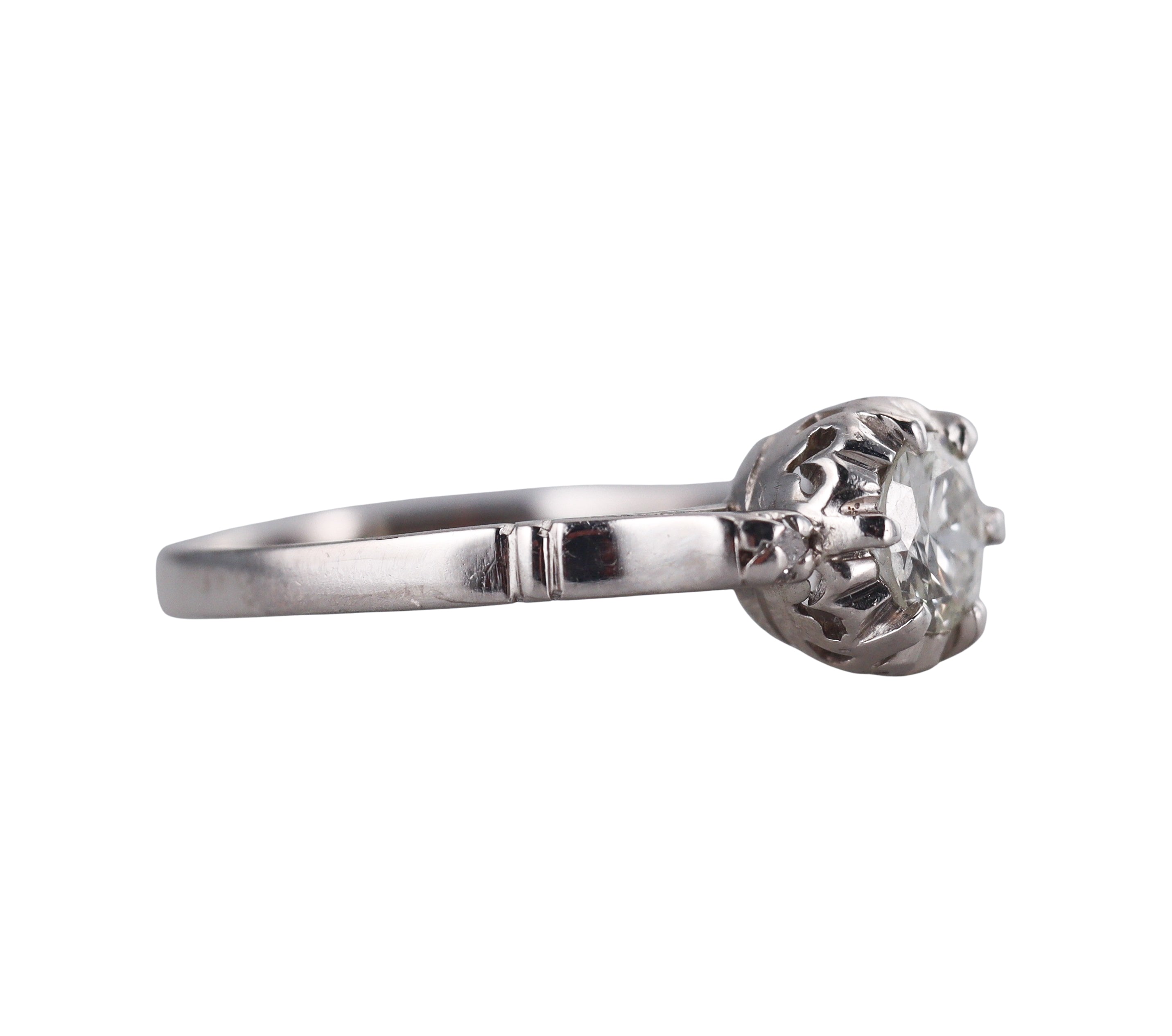 Mid Century Platinum Diamond Engagement Ring