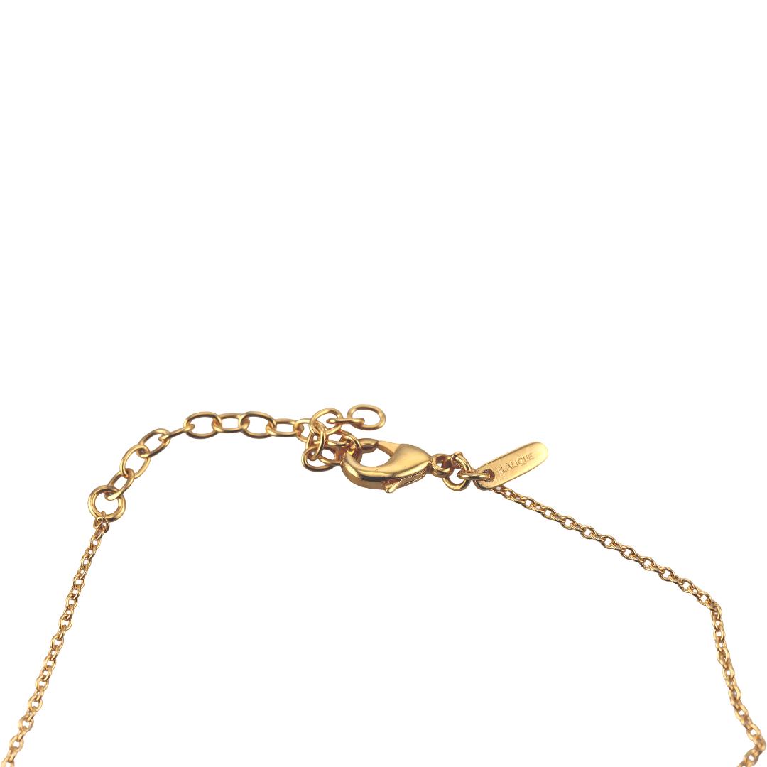 Lalique Losange Bacchantes Nudes Blue Crystal Gold Plated Necklace 10780600