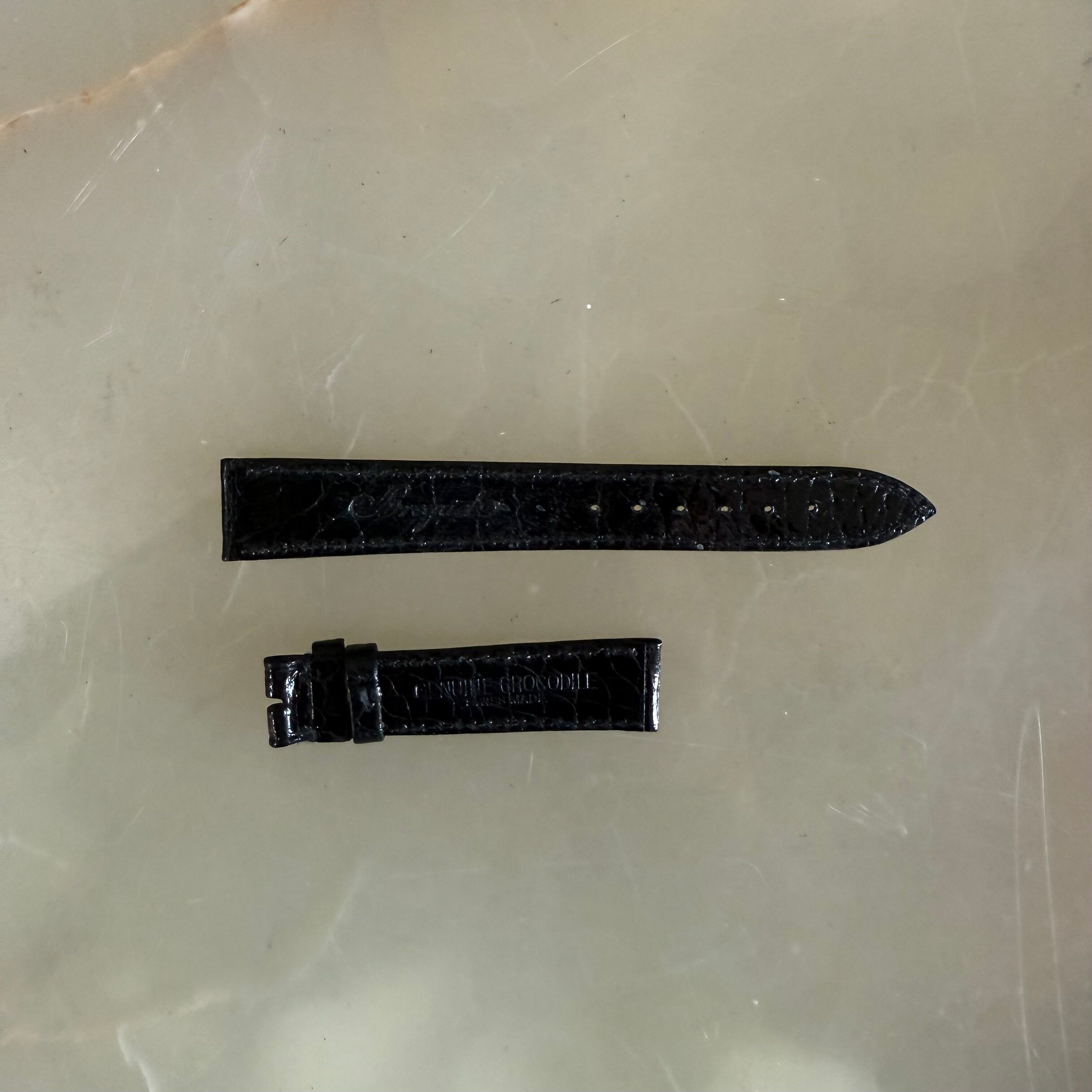 Authentic Breguet Black Crocodile Watch Strap Band 16mm Stitched