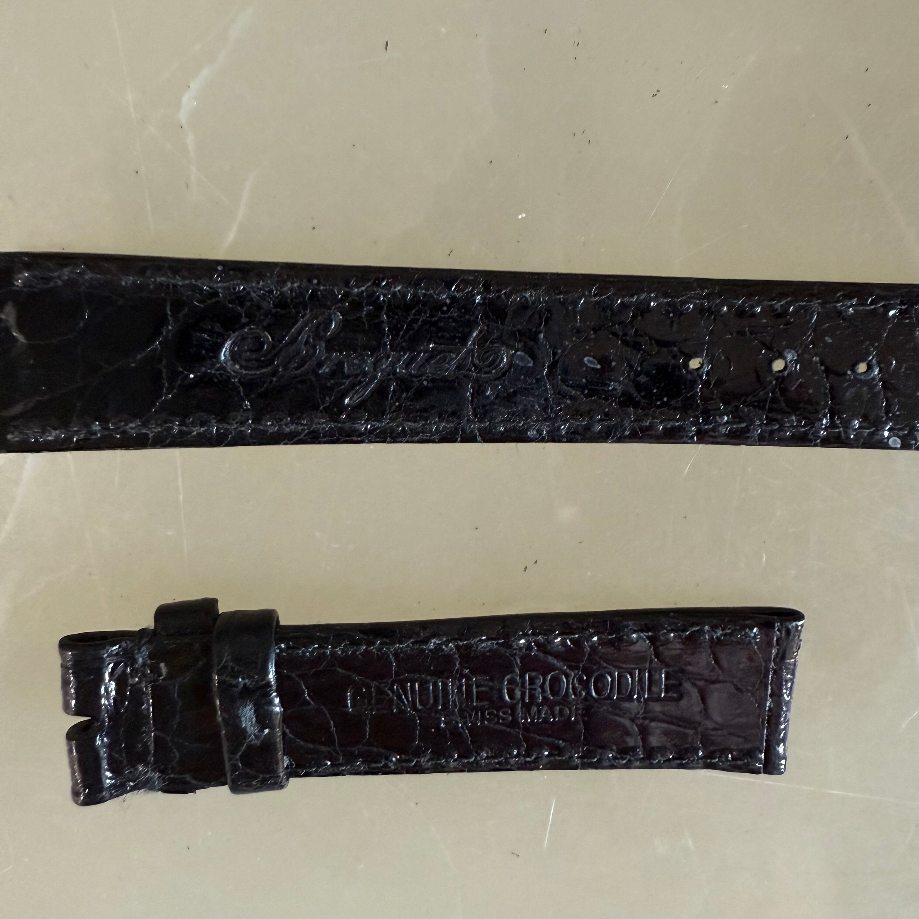 Authentic Breguet Black Crocodile Watch Strap Band 16mm Stitched