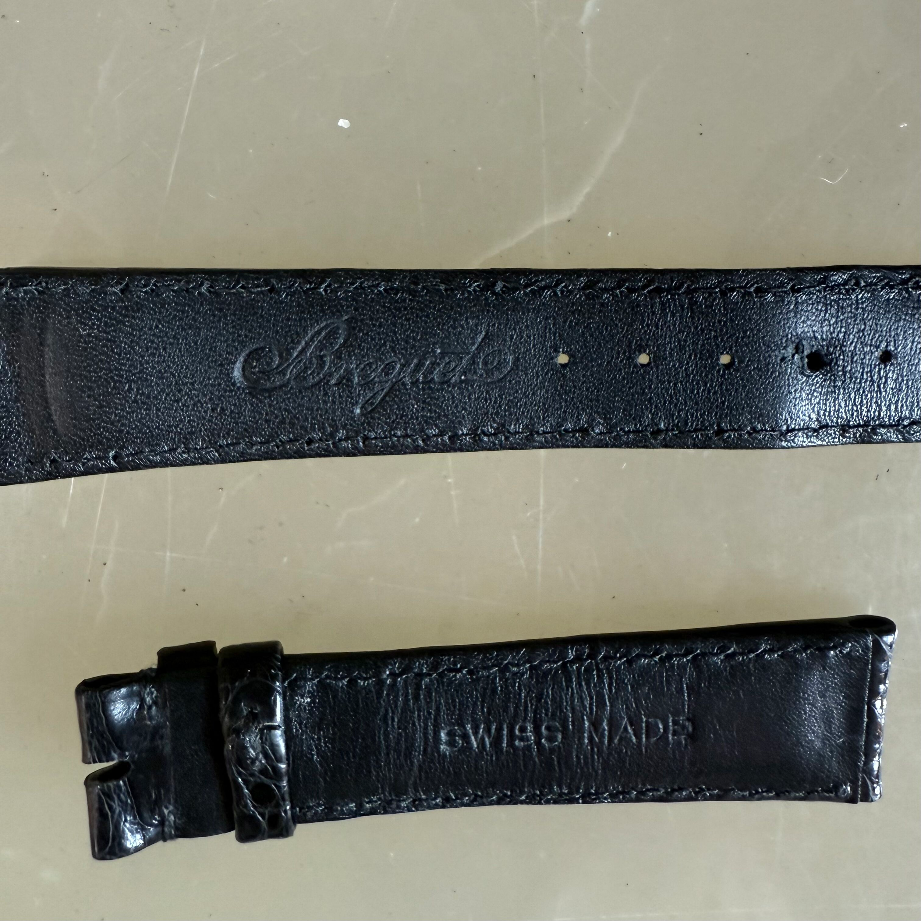 Authentic Breguet Black Crocodile Watch Strap Band 18mm Padded & Stitched