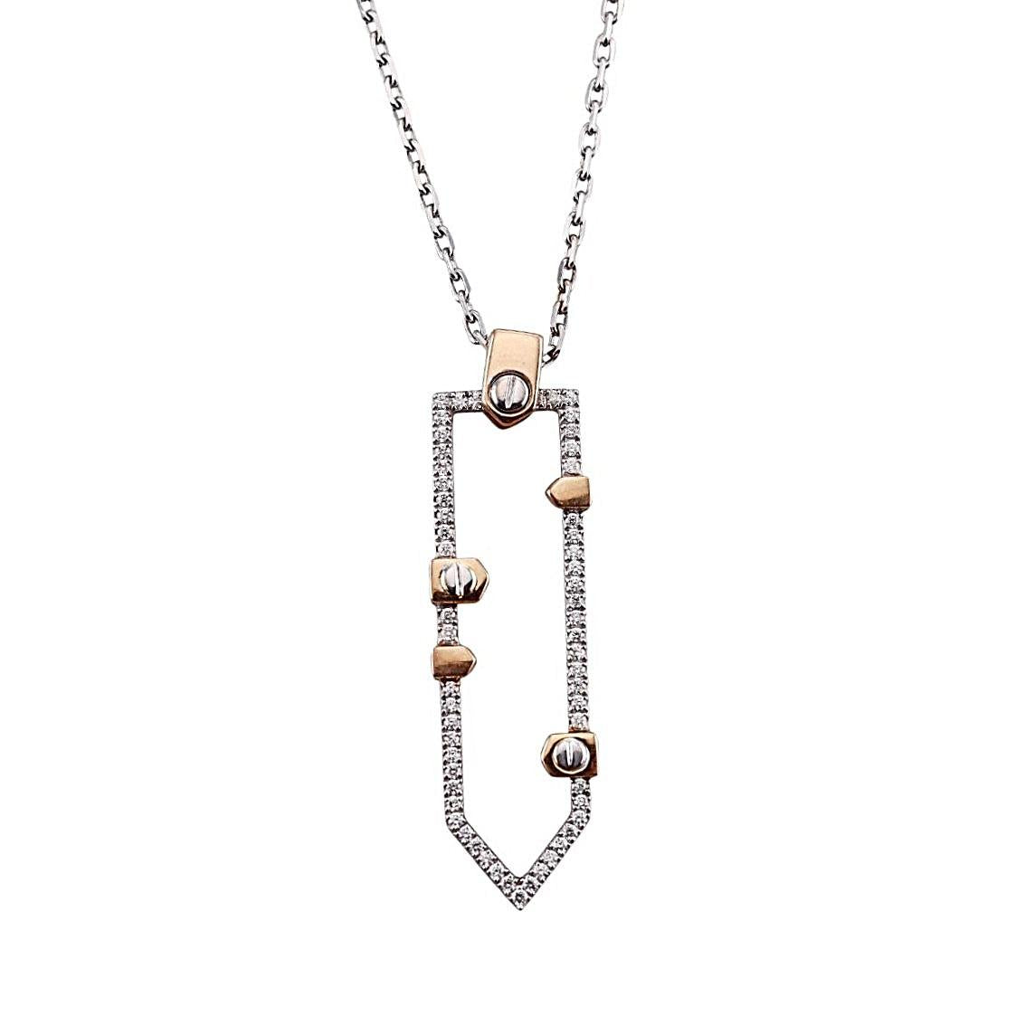 Marli 18k White Yellow Gold Diamond Pendant Necklace