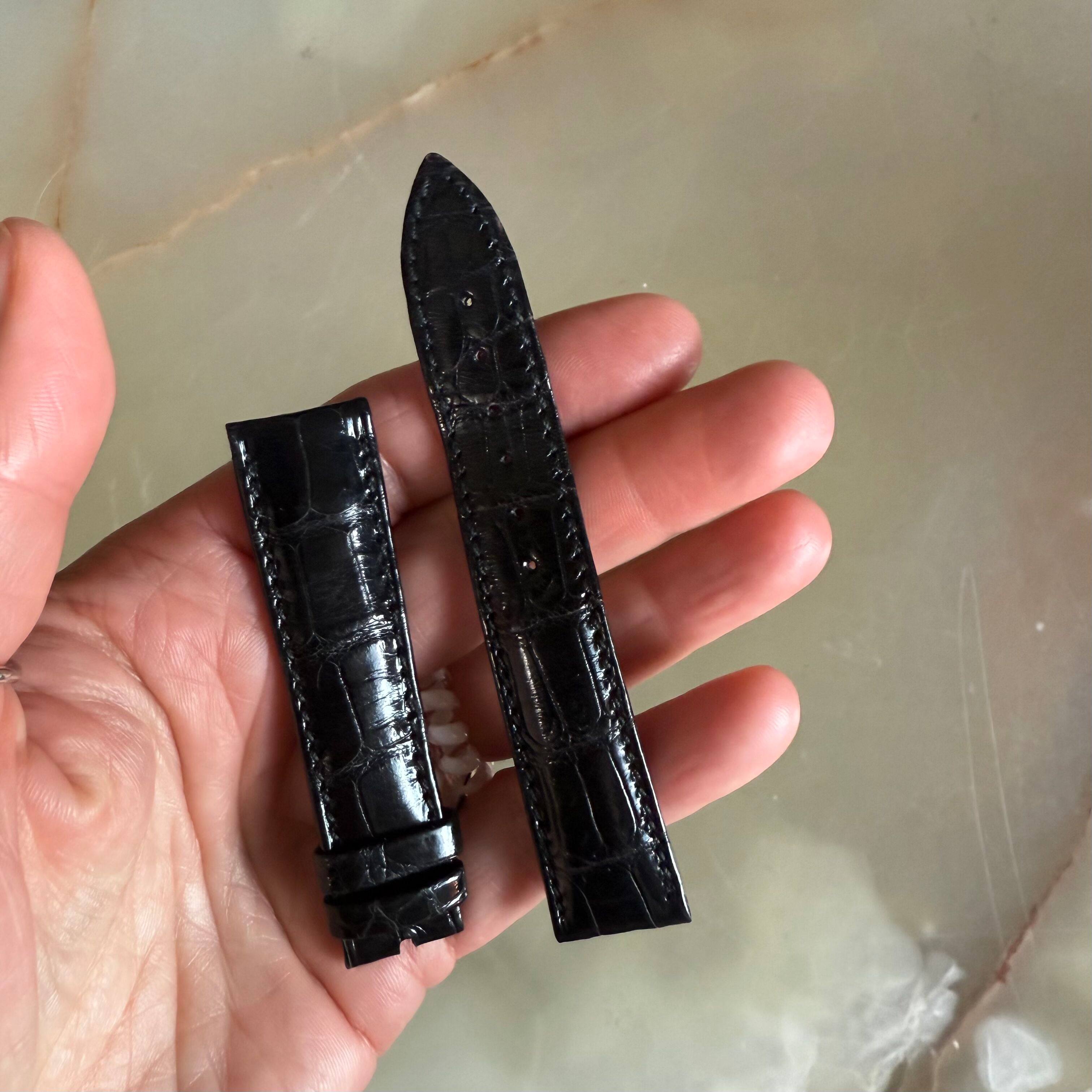 Authentic Breguet Black Crocodile Watch Strap Band 18mm Padded & Stitched