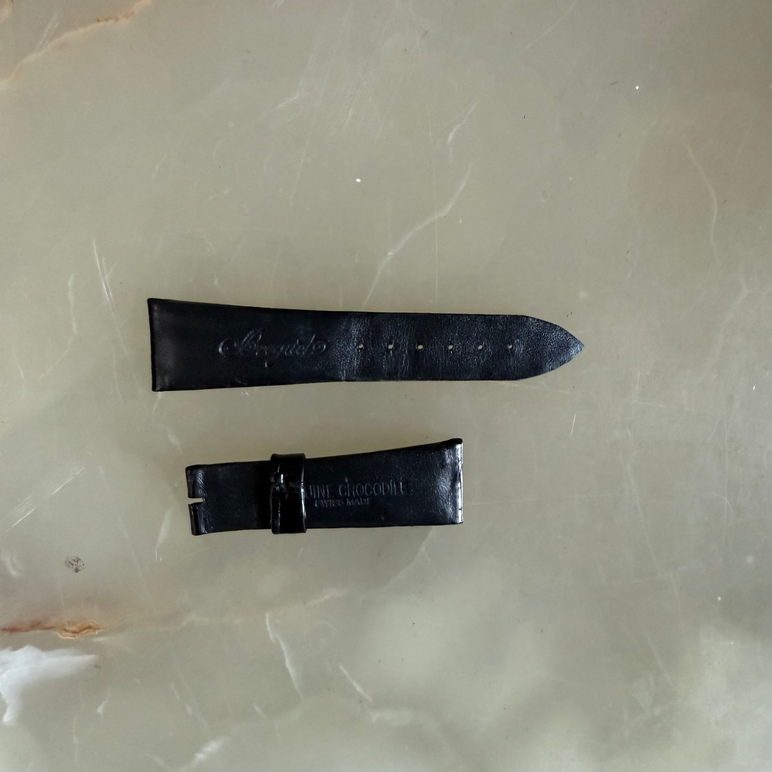 Authentic Breguet Black Crocodile Watch Strap Band 21.5mm Padded & Stitched