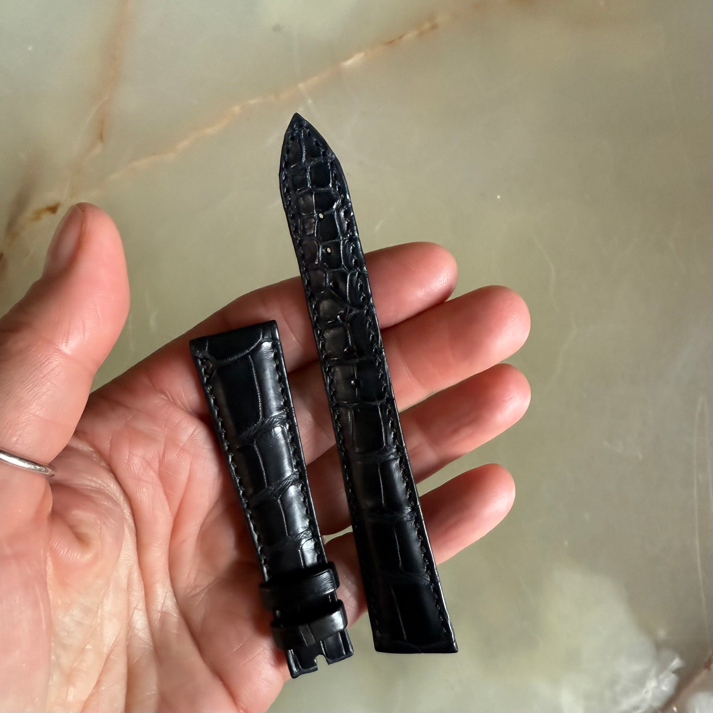 Authentic Breguet Black Crocodile Watch Strap Band 18mm Padded & Stitched