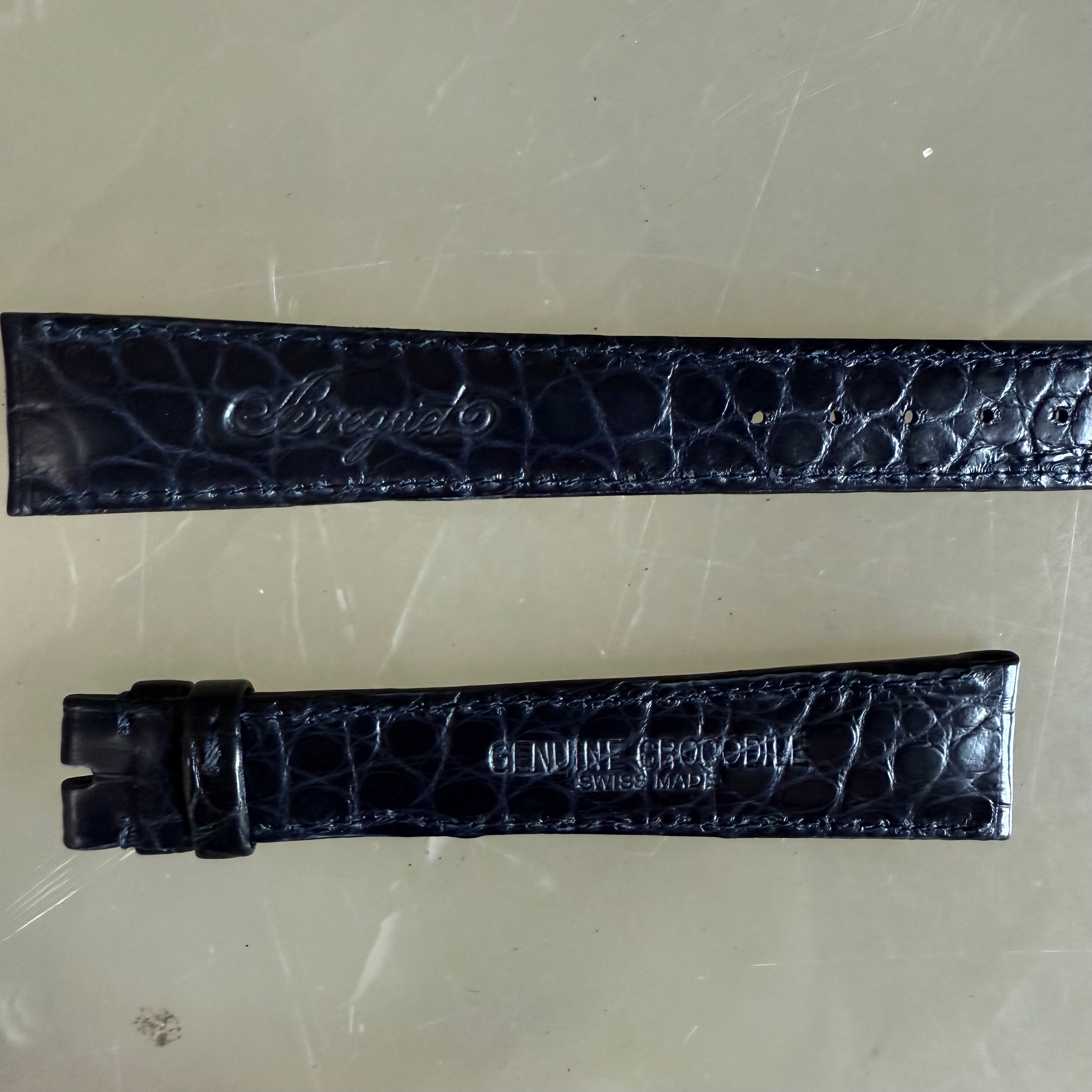 Authentic Breguet Blue Crocodile Watch Strap Band 19mm Padded & Stitched