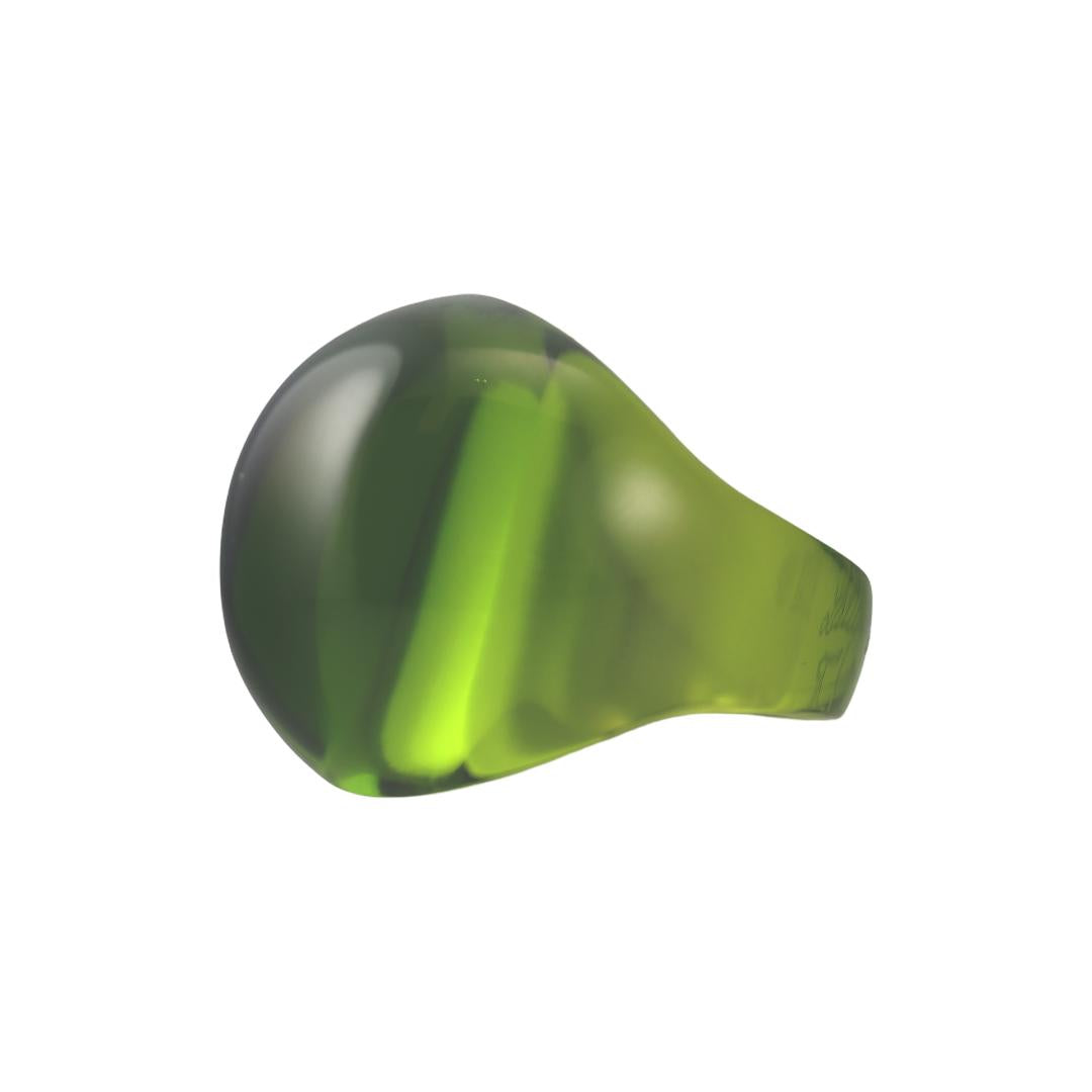 Lalique Cabochon Lime Green Crystal Ring 6510900