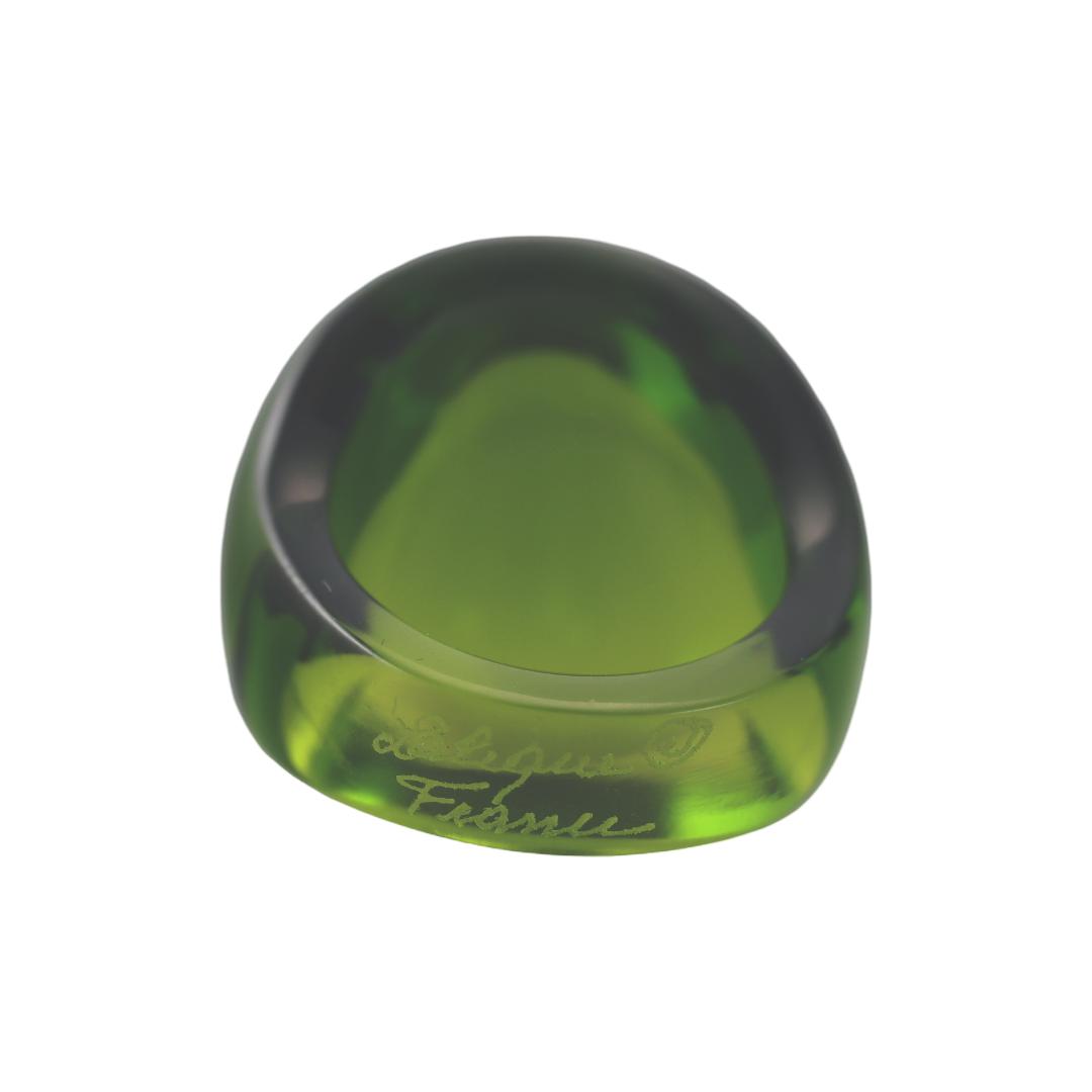 Lalique Cabochon Lime Green Crystal Ring 6510900