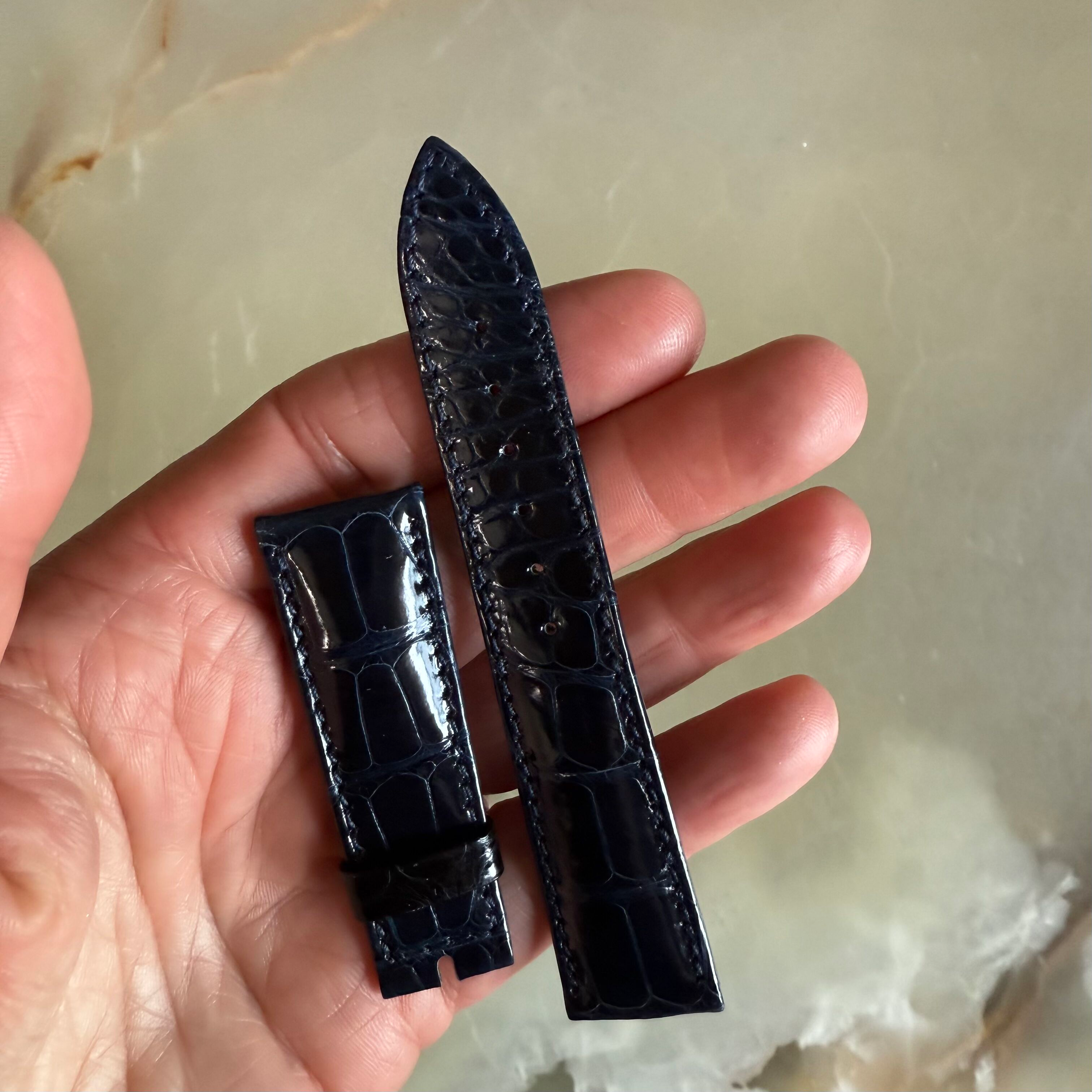 Authentic Breguet Blue Crocodile Watch Strap Band 19mm Padded & Stitched