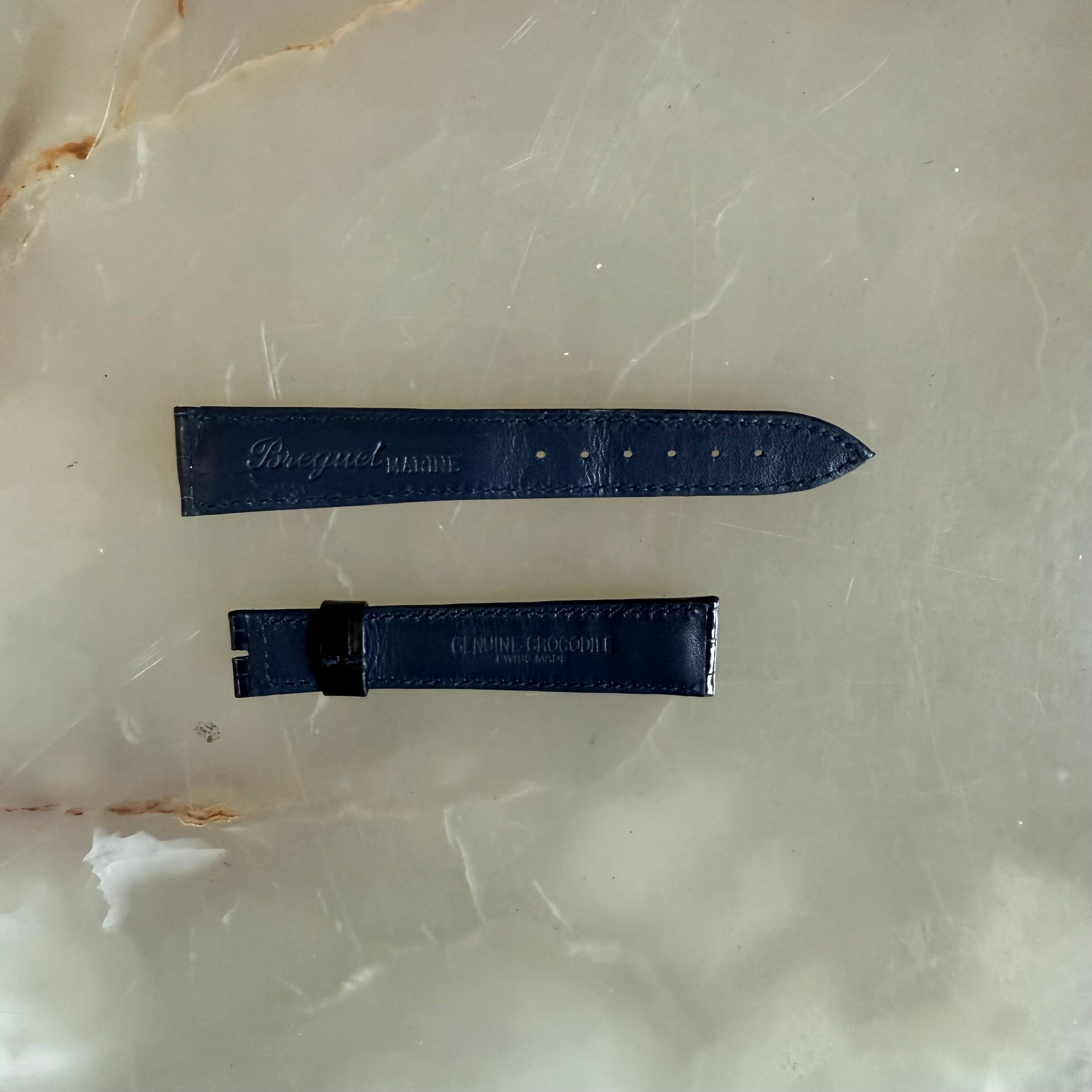 Authentic Breguet Blue Crocodile Watch Strap Band 19.5mm Padded & Stitched