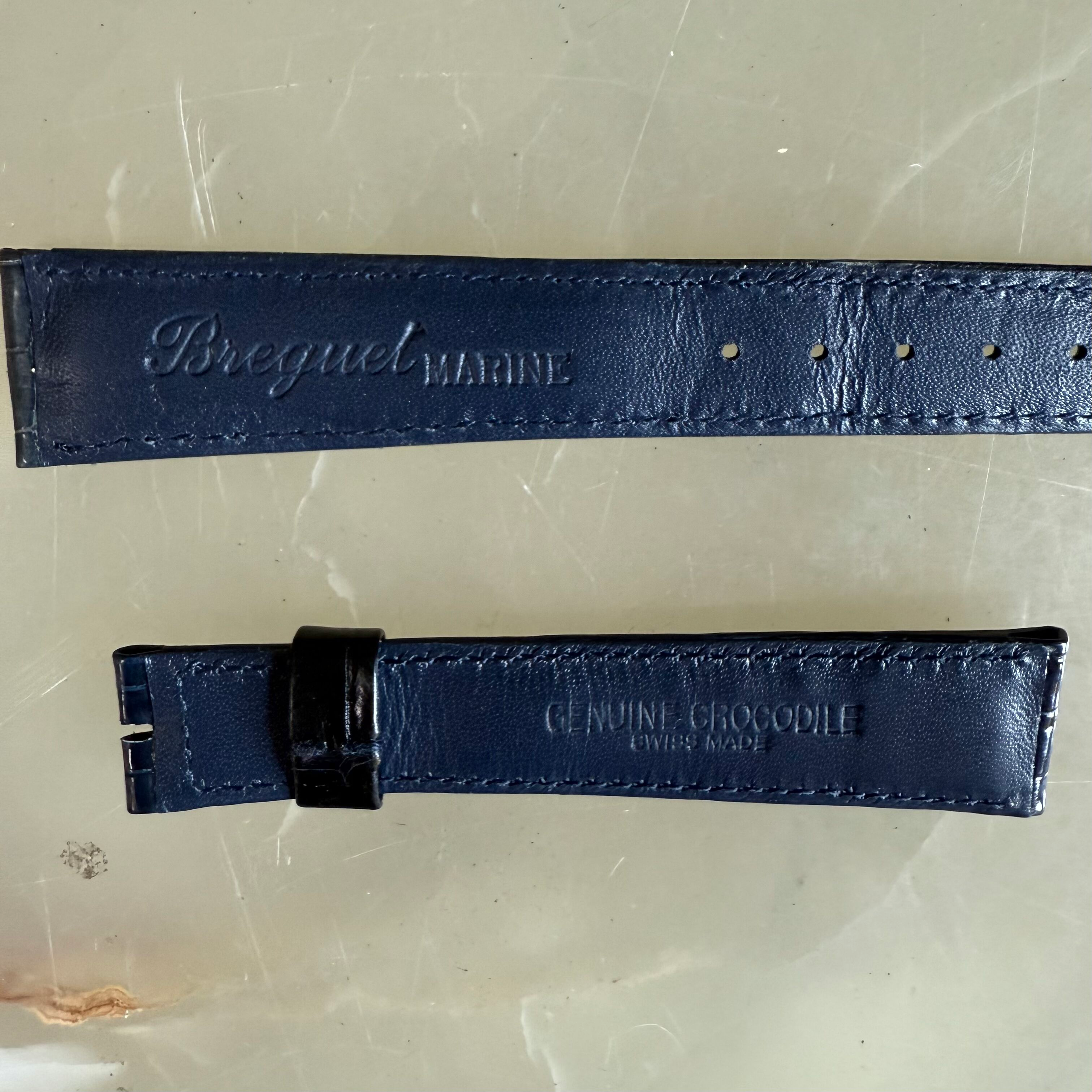 Authentic Breguet Blue Crocodile Watch Strap Band 19.5mm Padded & Stitched