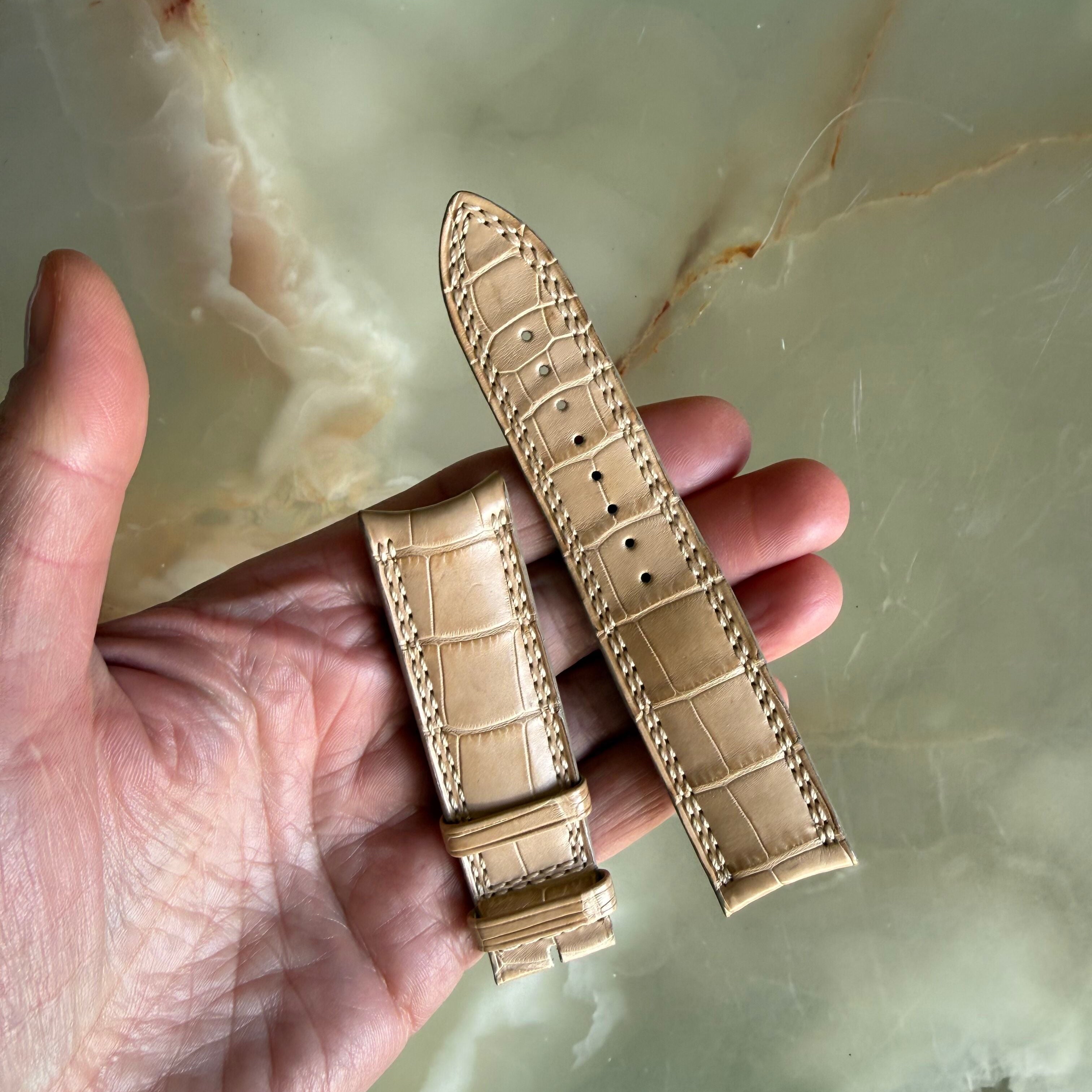 Authentic Jaeger LeCoultre Beige Alligator Watch Strap Band 22.5mm