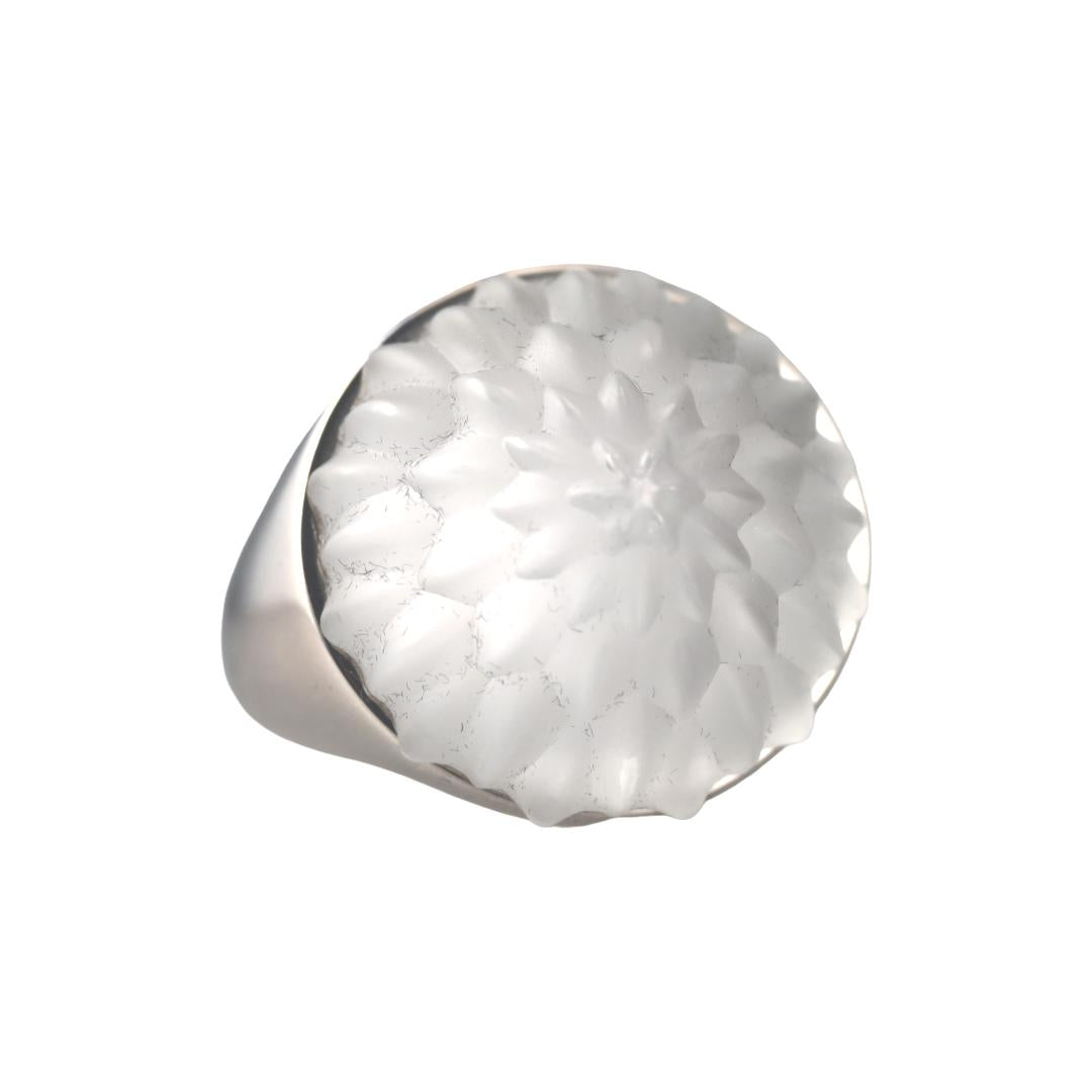 Lalique Flora Bella Clear Crystal Sterling Silver Ring 10607100
