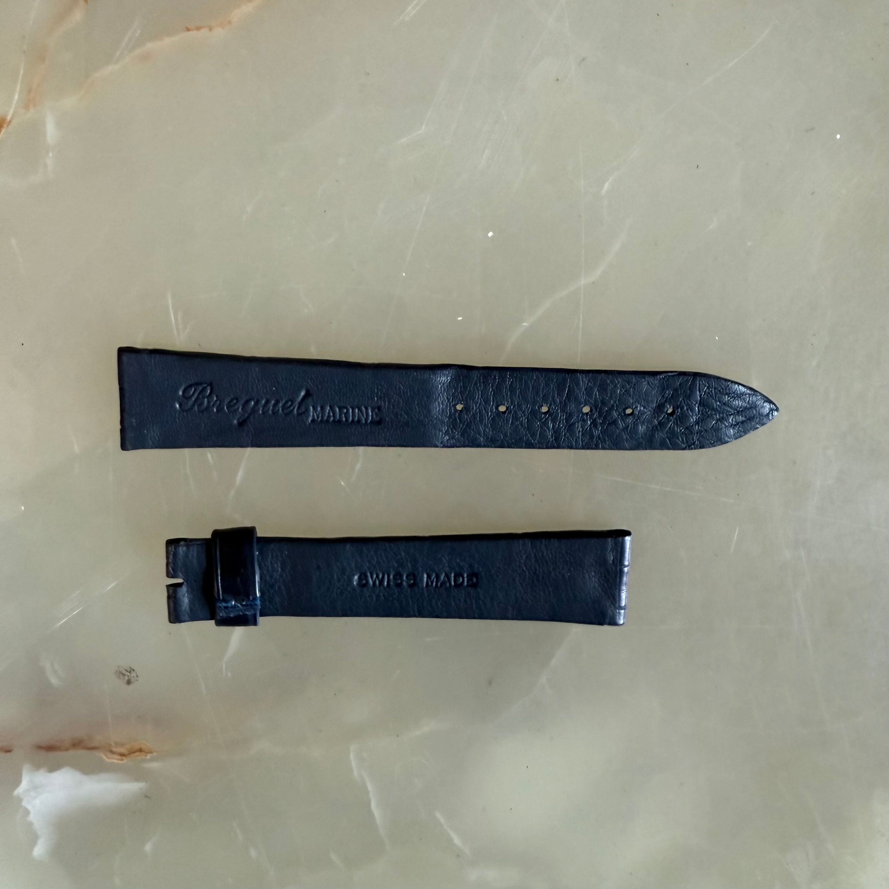 Authentic Breguet Blue Crocodile Watch Strap Band 19mm Padded & Stitched