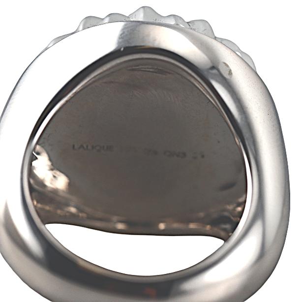 Lalique Flora Bella Clear Crystal Sterling Silver Ring 10607100