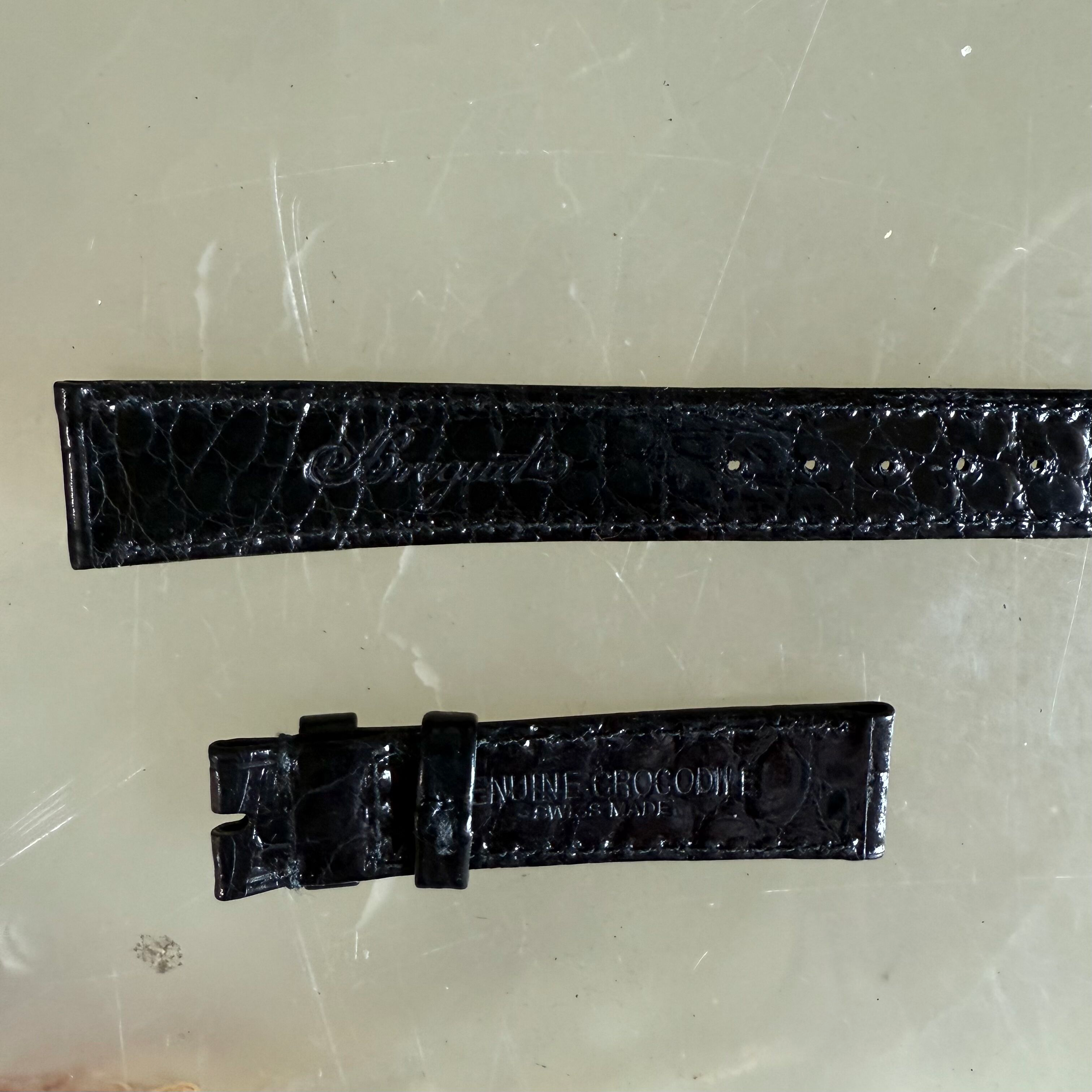 Authentic Breguet Black Crocodile Watch Strap Band 16mm Stitched