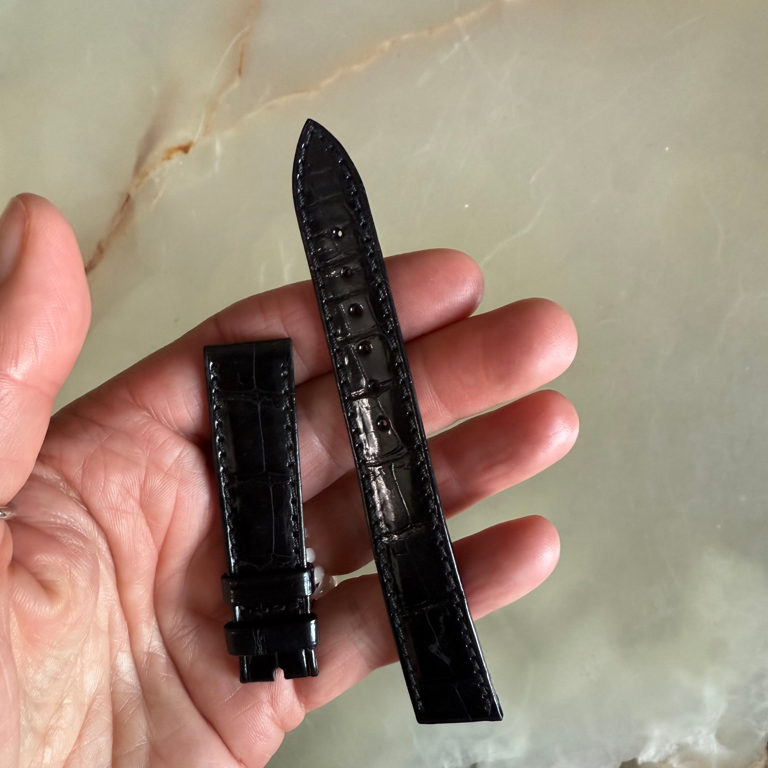 Authentic Breguet Black Crocodile Watch Strap Band 16mm Stitched